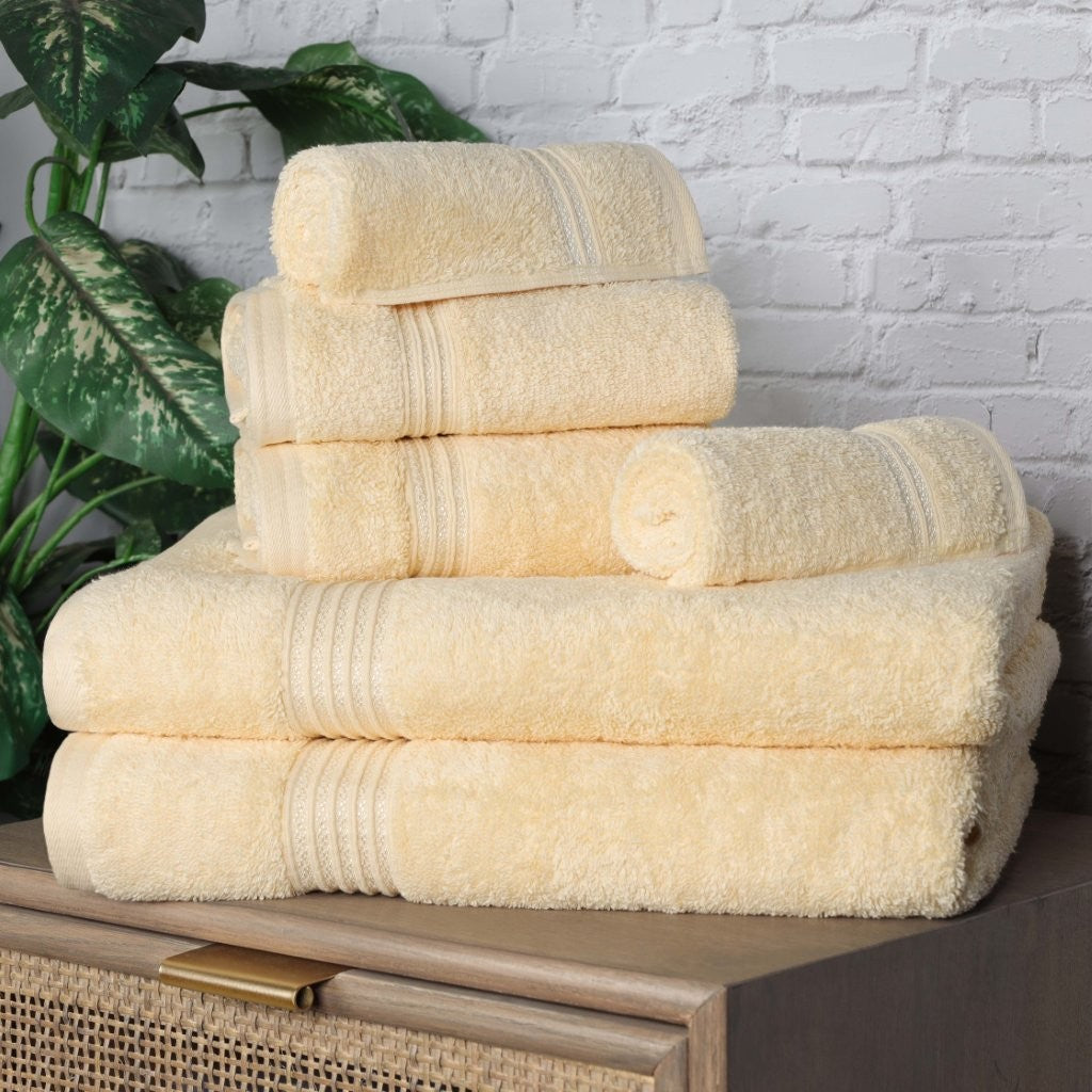 Egyptian Cotton Highly Absorbent Solid 6-Piece Ultra Soft Towel Set - Omnigoodsstore