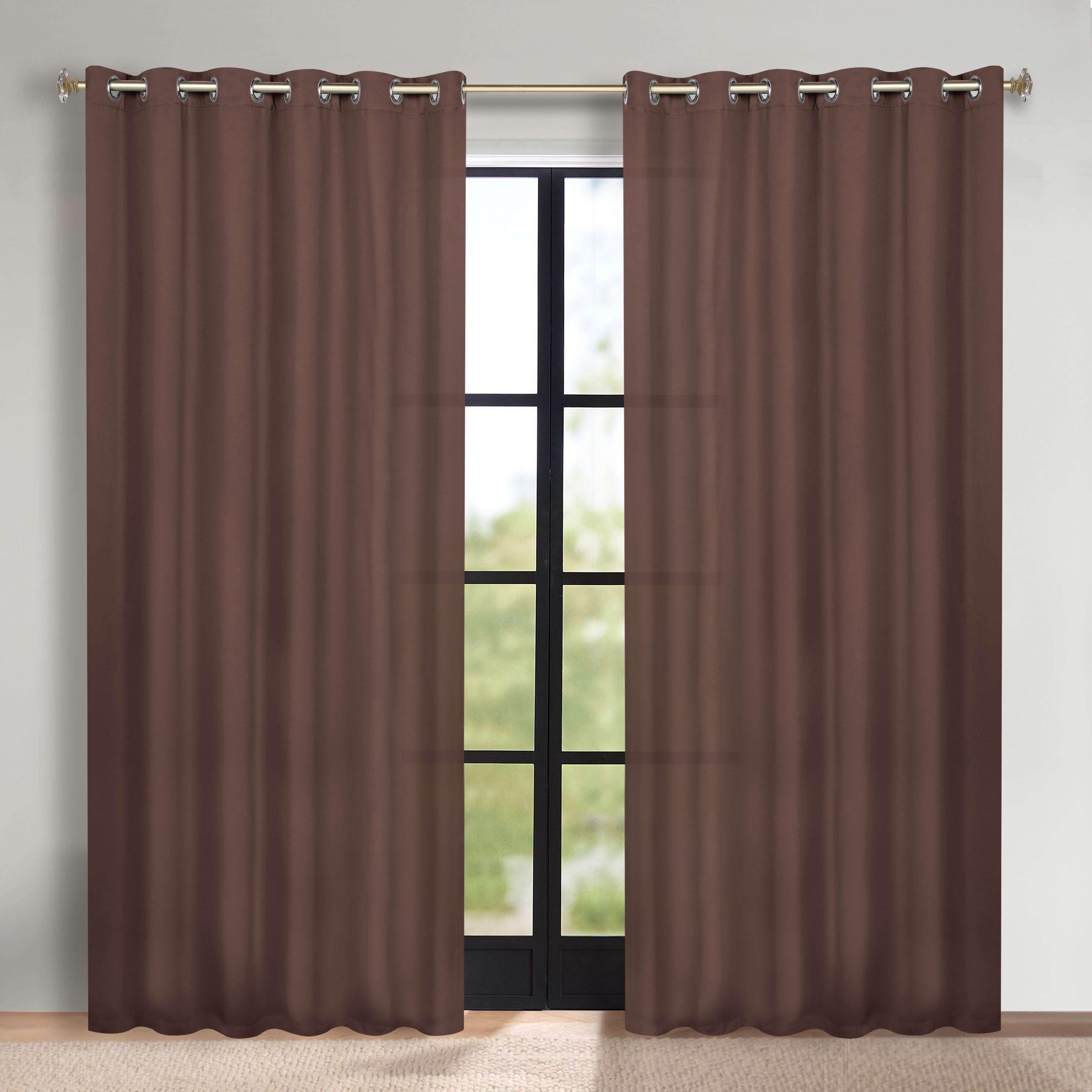 Solid Machine Washable Room Darkening Blackout Curtains, Set of 2 - Omnigoodsstore