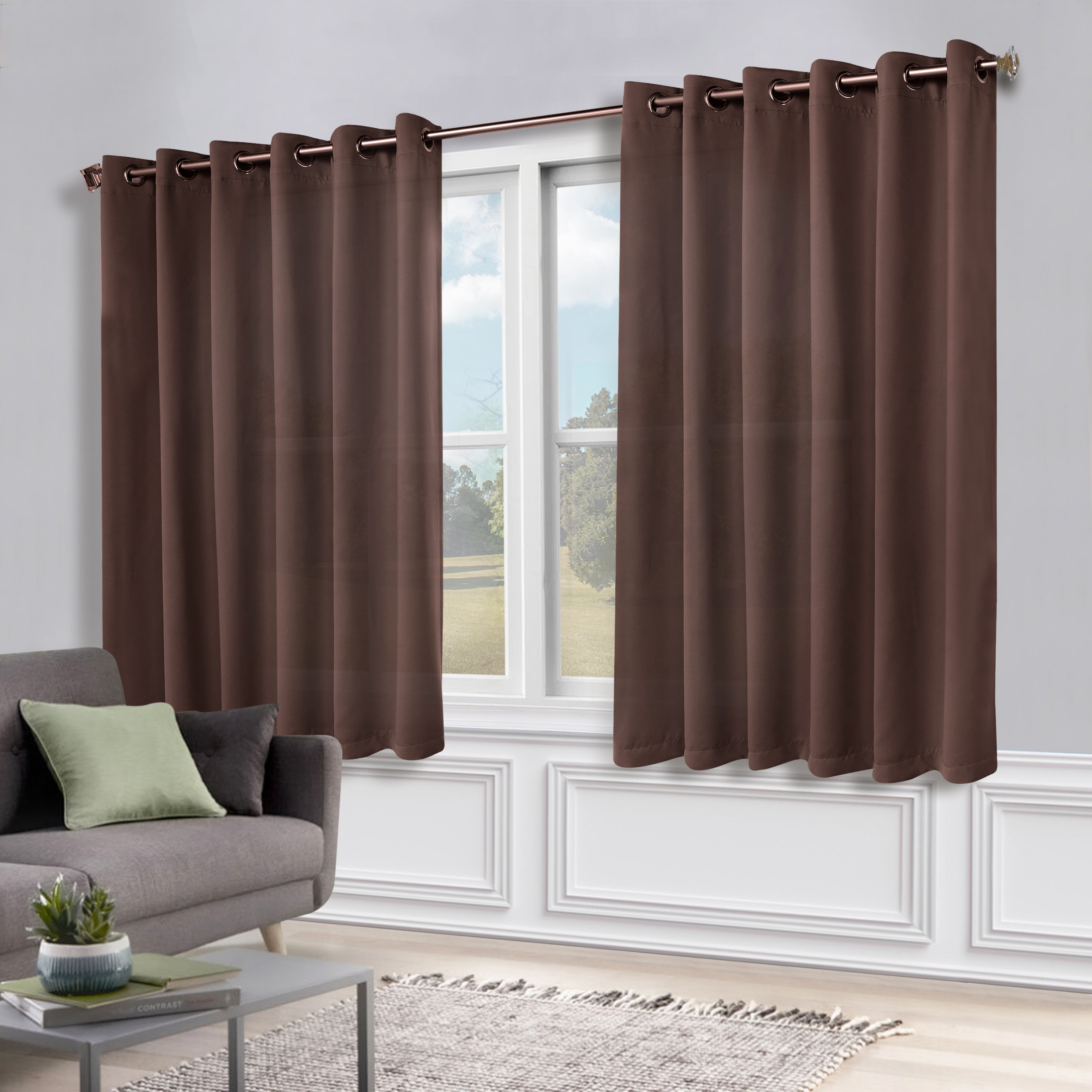 Solid Machine Washable Room Darkening Blackout Curtains, Set of 2 - Omnigoodsstore
