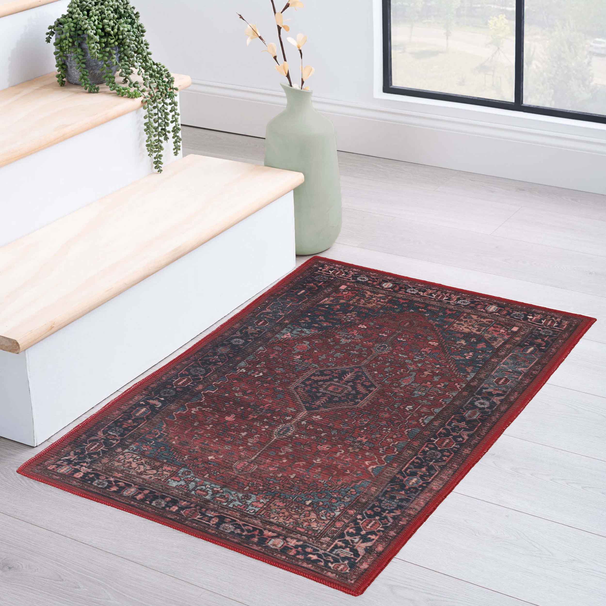 Cardinal Vintage Machine Washable Indoor Area Rug or Runner - Omnigoodsstore