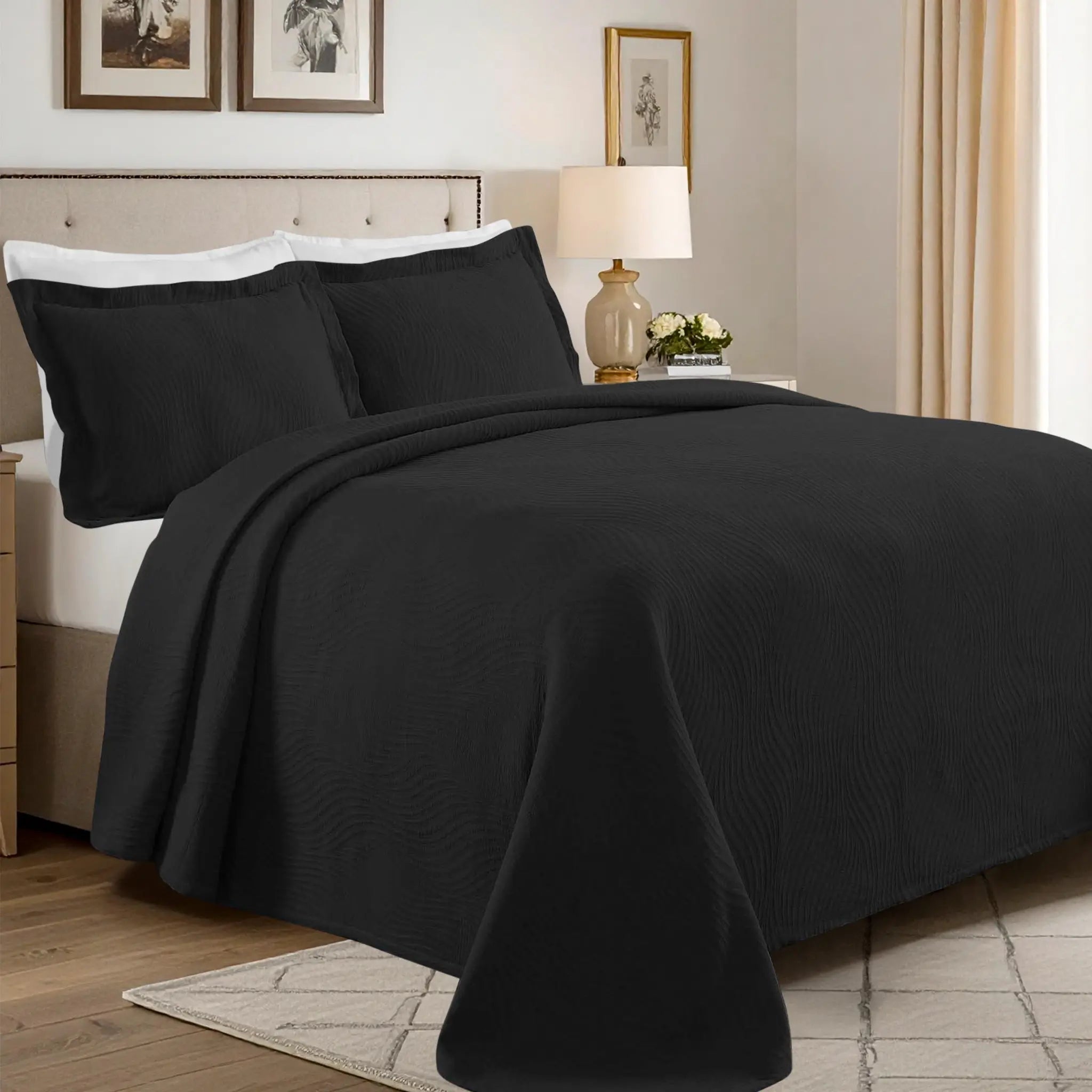 Cascade Cotton Jacquard Matelassé 3-Piece Bedspread Set