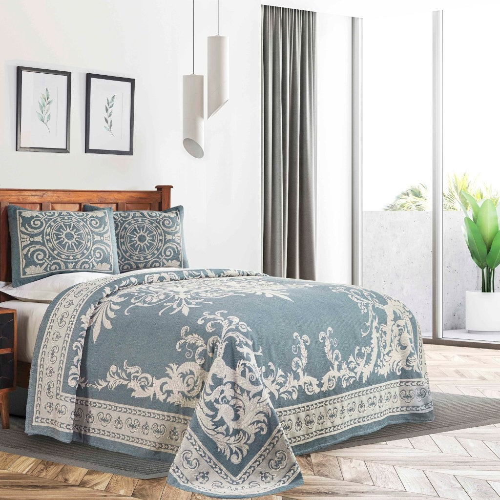 Vintage Medallion Cotton Blend Woven Jacquard Bedspread Set - Omnigoodsstore