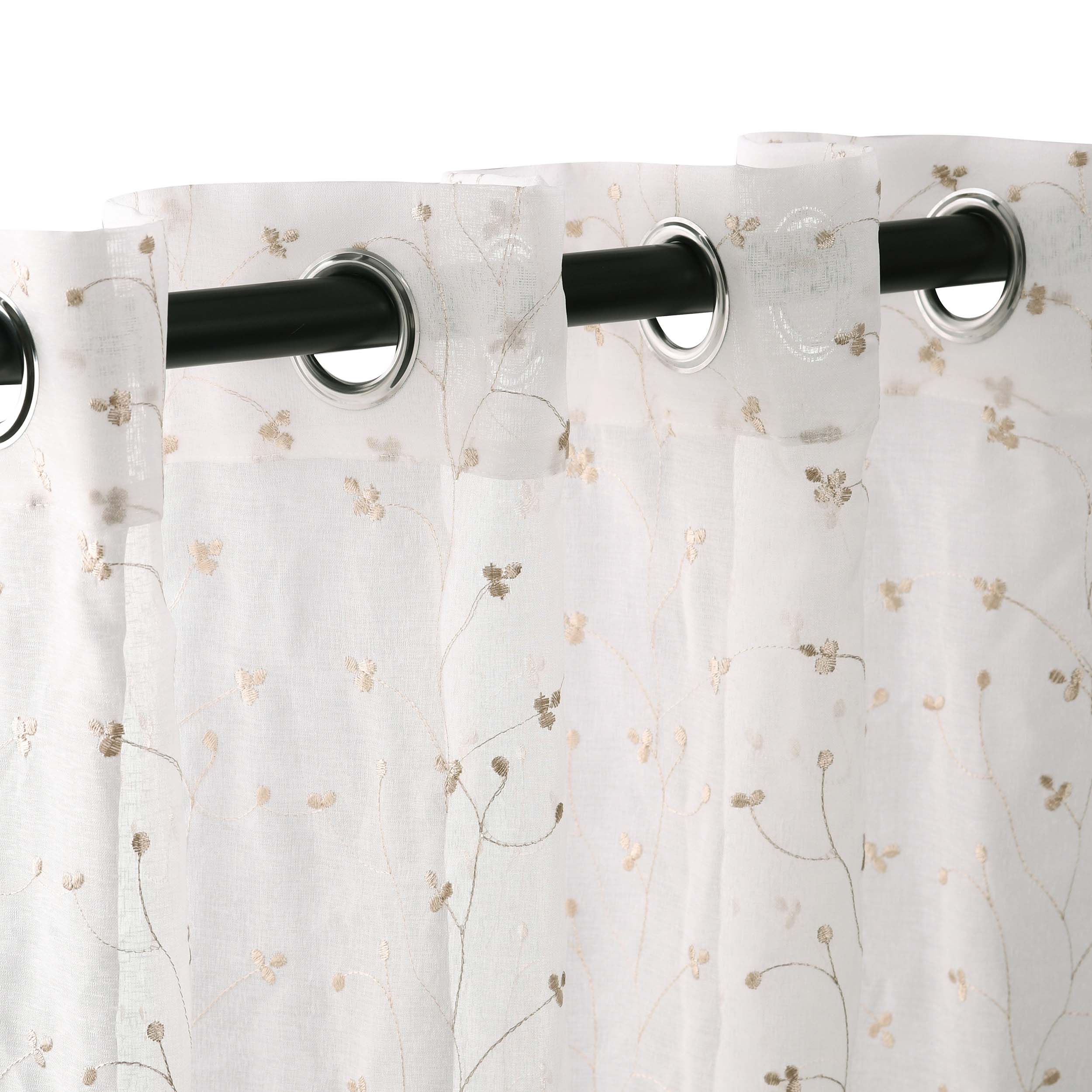 Embroidered Delicate Flower Sheer Grommet Curtain Panel Set - Omnigoodsstore