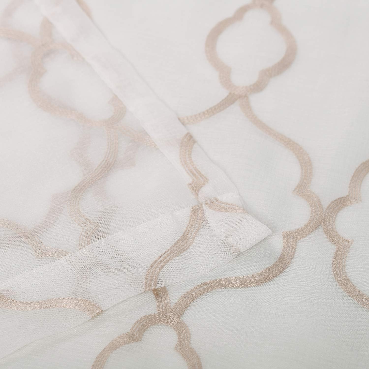 Embroidered Lattice Sheer Grommet Curtain Panel Set - Omnigoodsstore