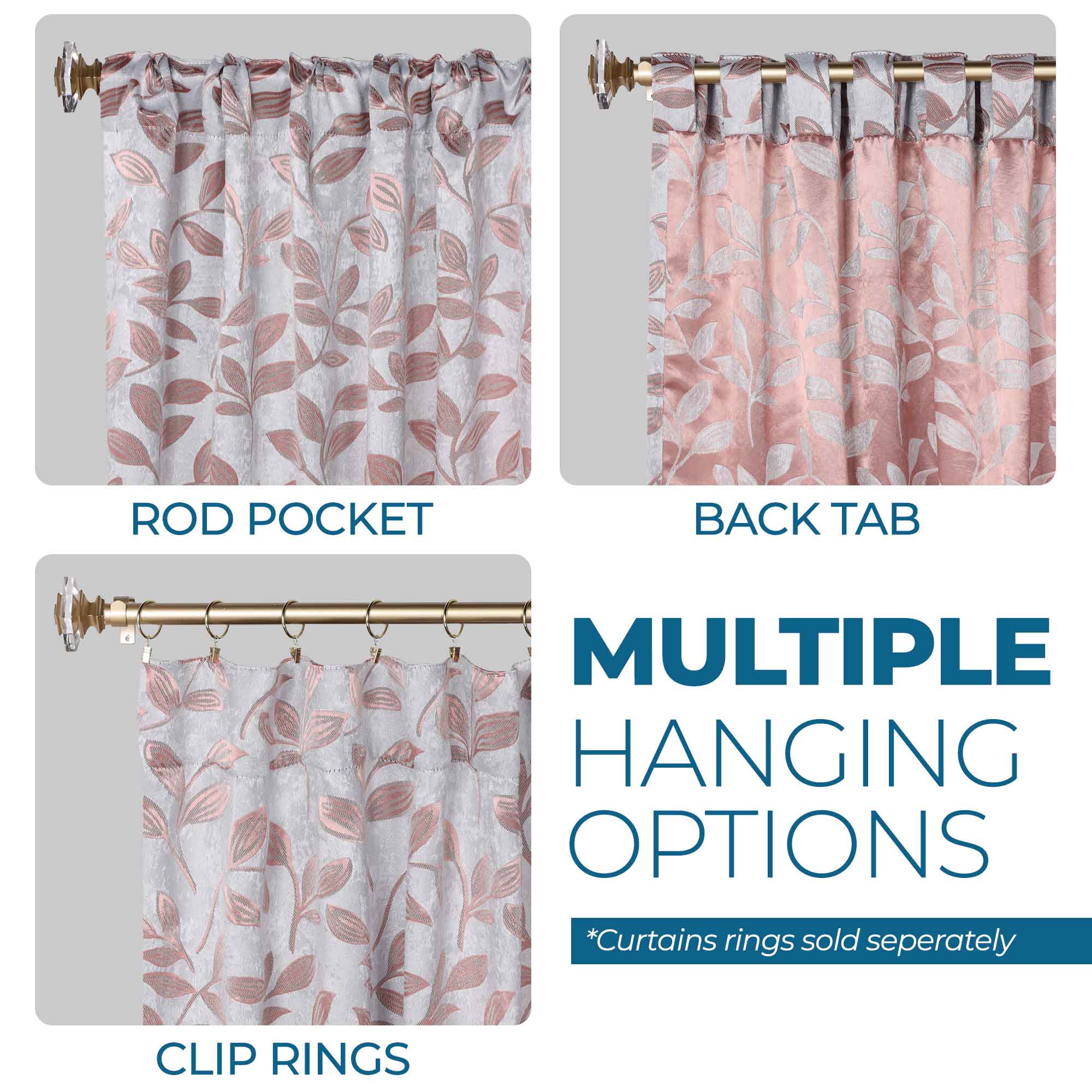 Superior Leaves Room Darkening Back Tab Blackout Curtains Panel Set - Omnigoodsstore