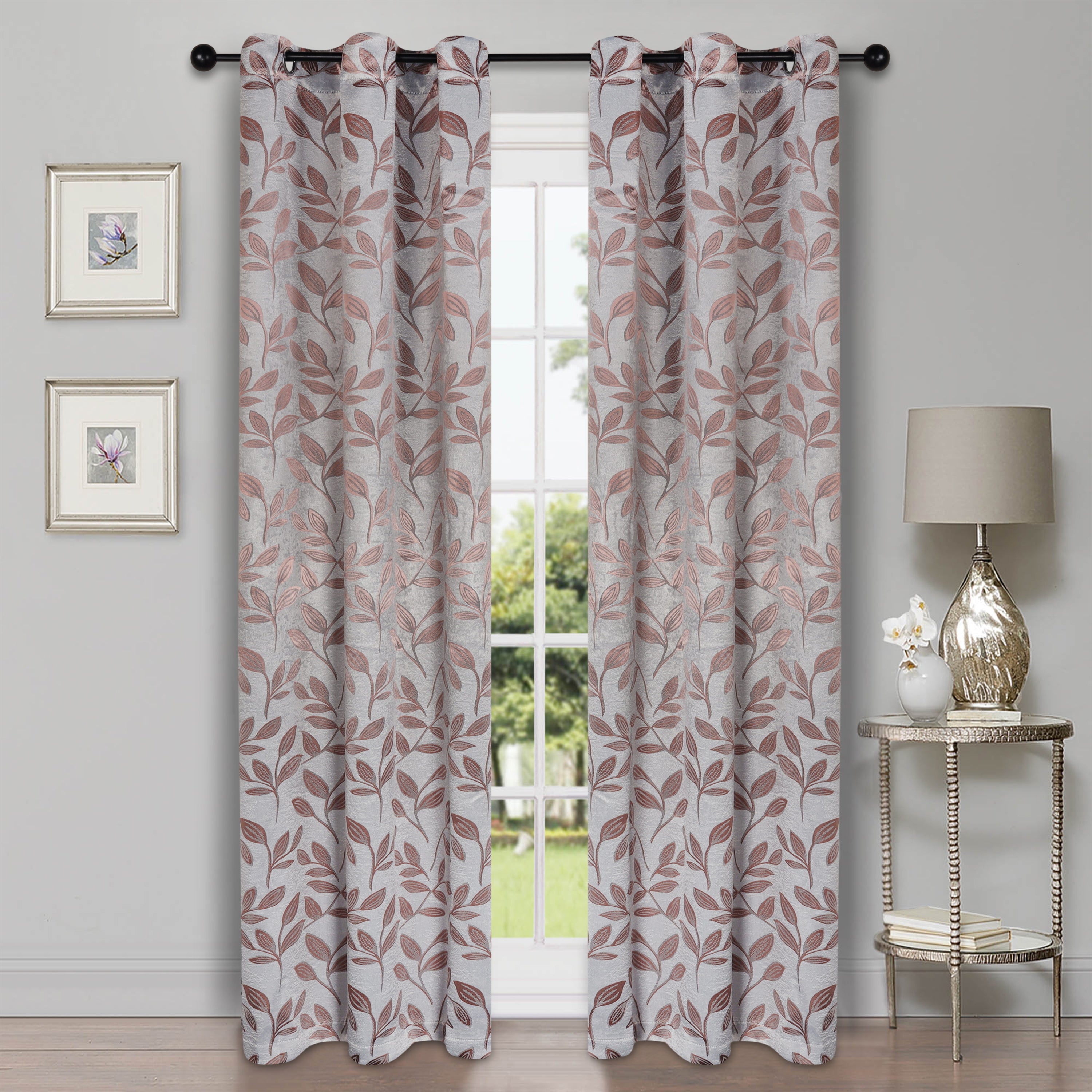 Leaves Machine Washable Room Darkening Blackout Curtains, Set of 2 - Omnigoodsstore