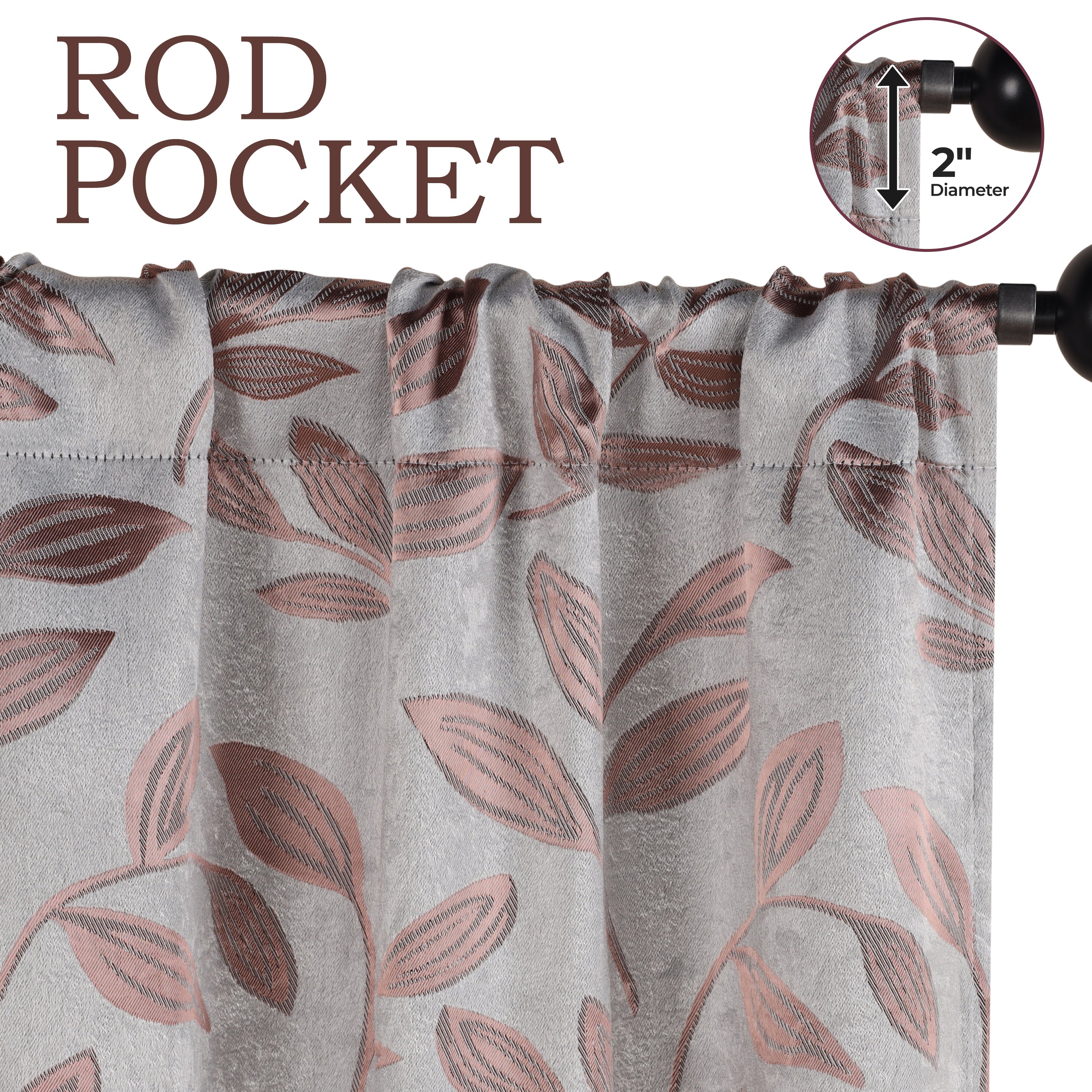 Leaves Machine Washable Room Darkening Blackout Curtains, Set of 2 - Omnigoodsstore