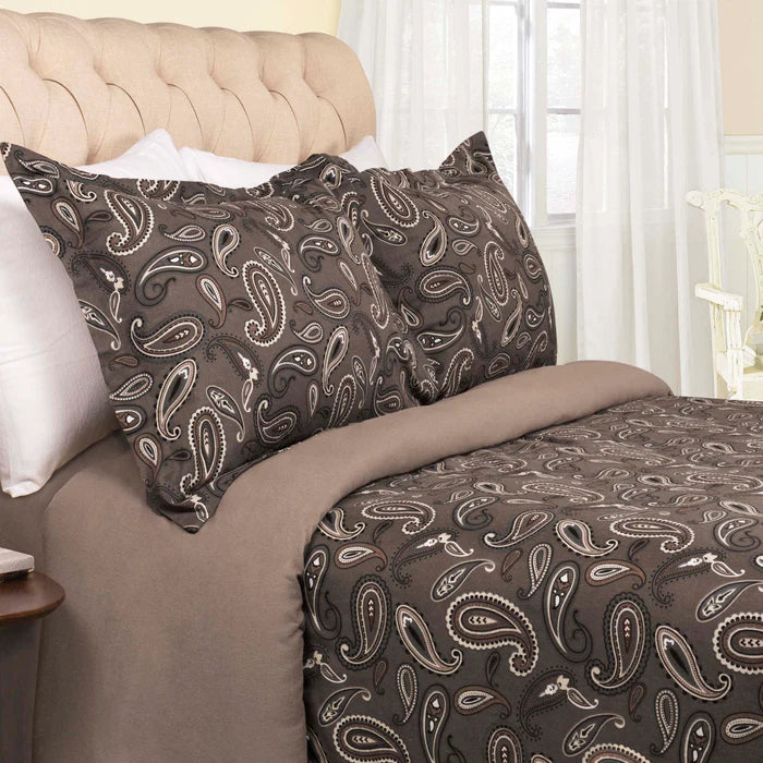 Flannel Reversible Trellis Duvet Cover and Pillow Sham Set - Omnigoodsstore