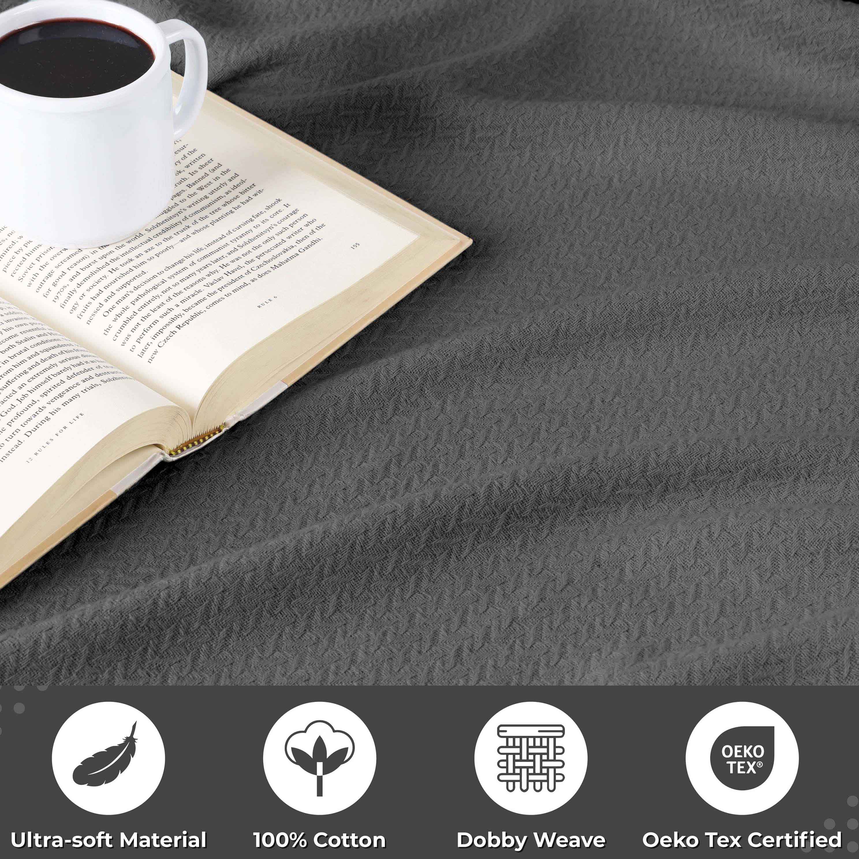 Nobel Cotton Textured Chevron Lightweight Woven Blanket - Omnigoodsstore