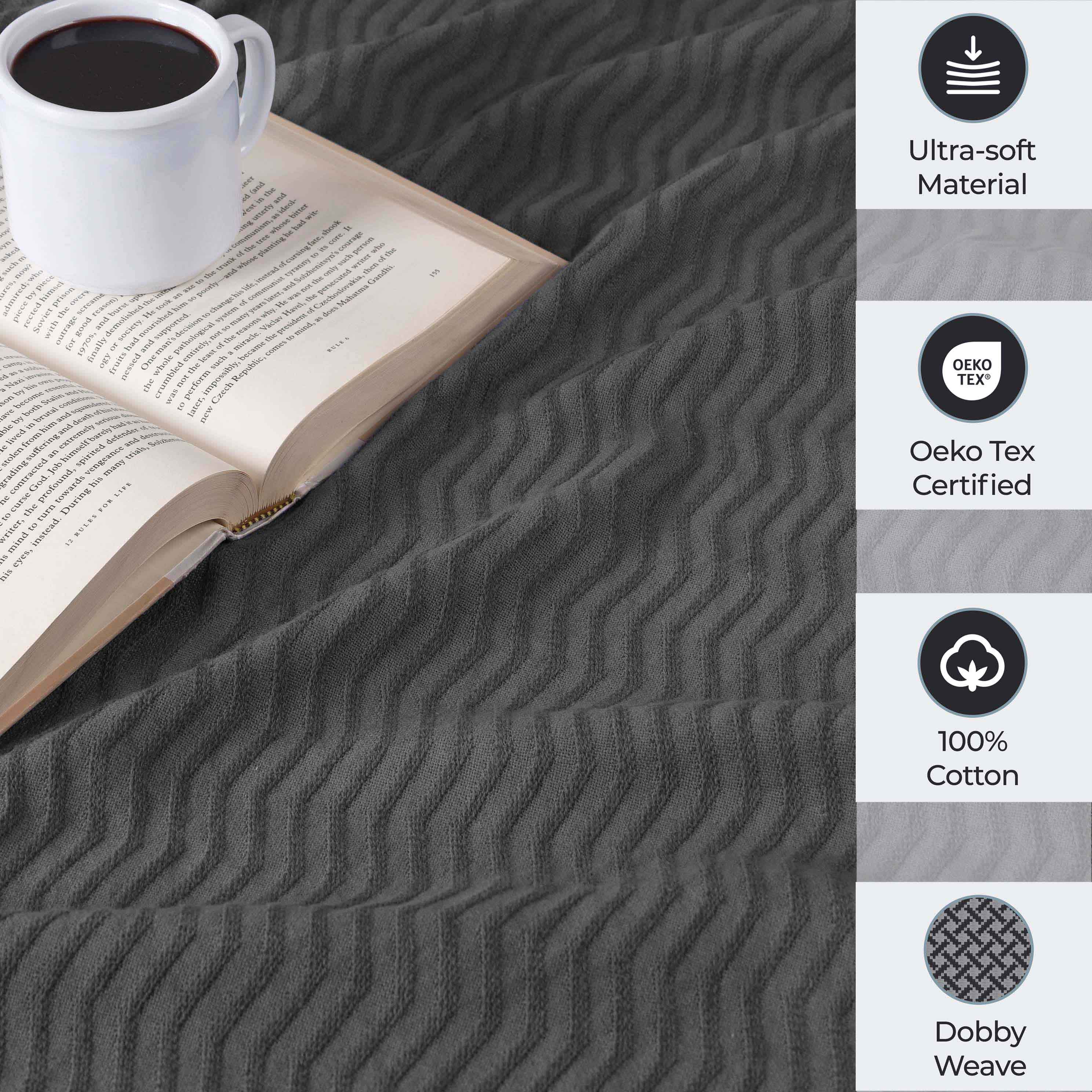 Jena Cotton Textured Chevron Lightweight Woven Blanket - Omnigoodsstore