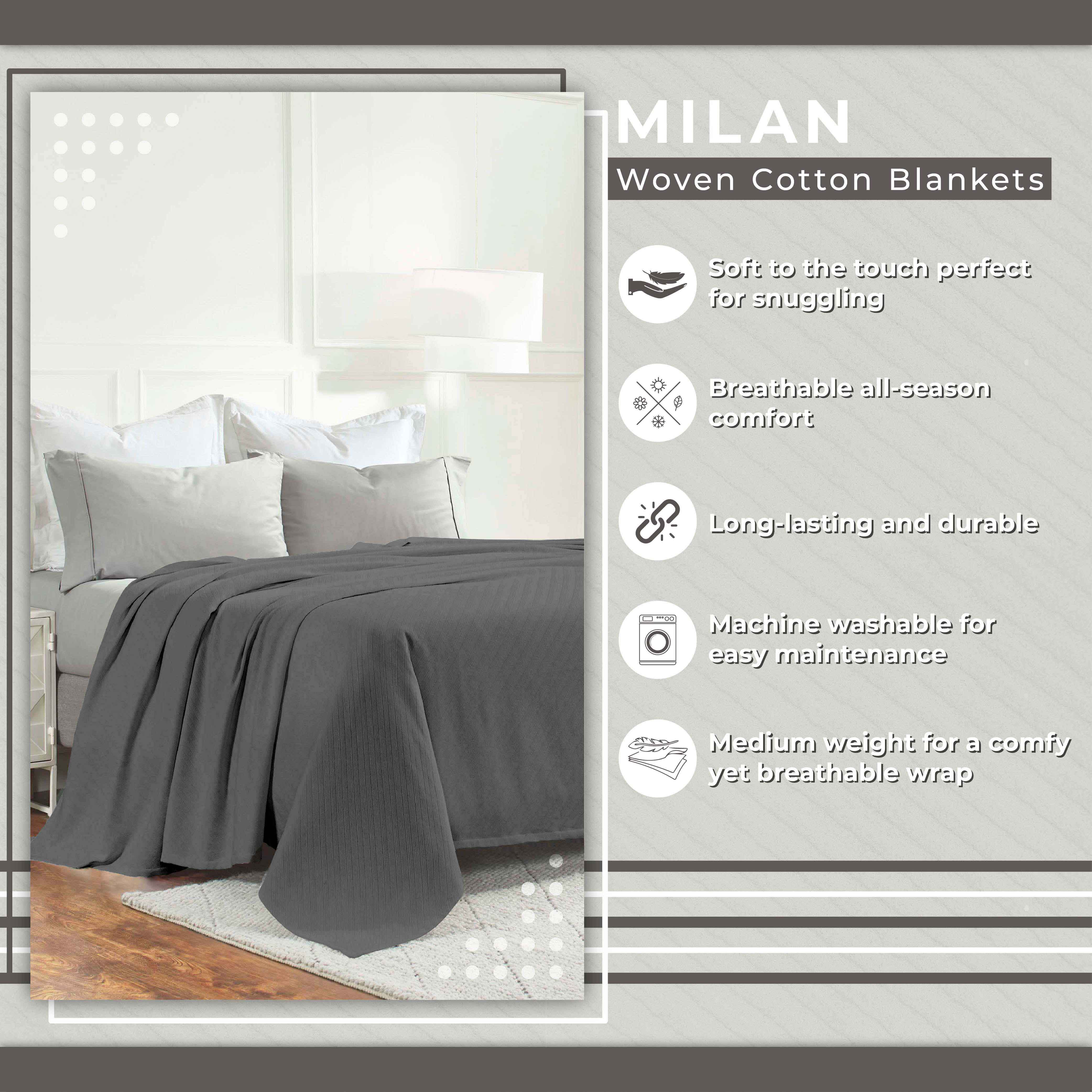 Milan Cotton Textured Striped Lightweight Woven Blanket - Omnigoodsstore