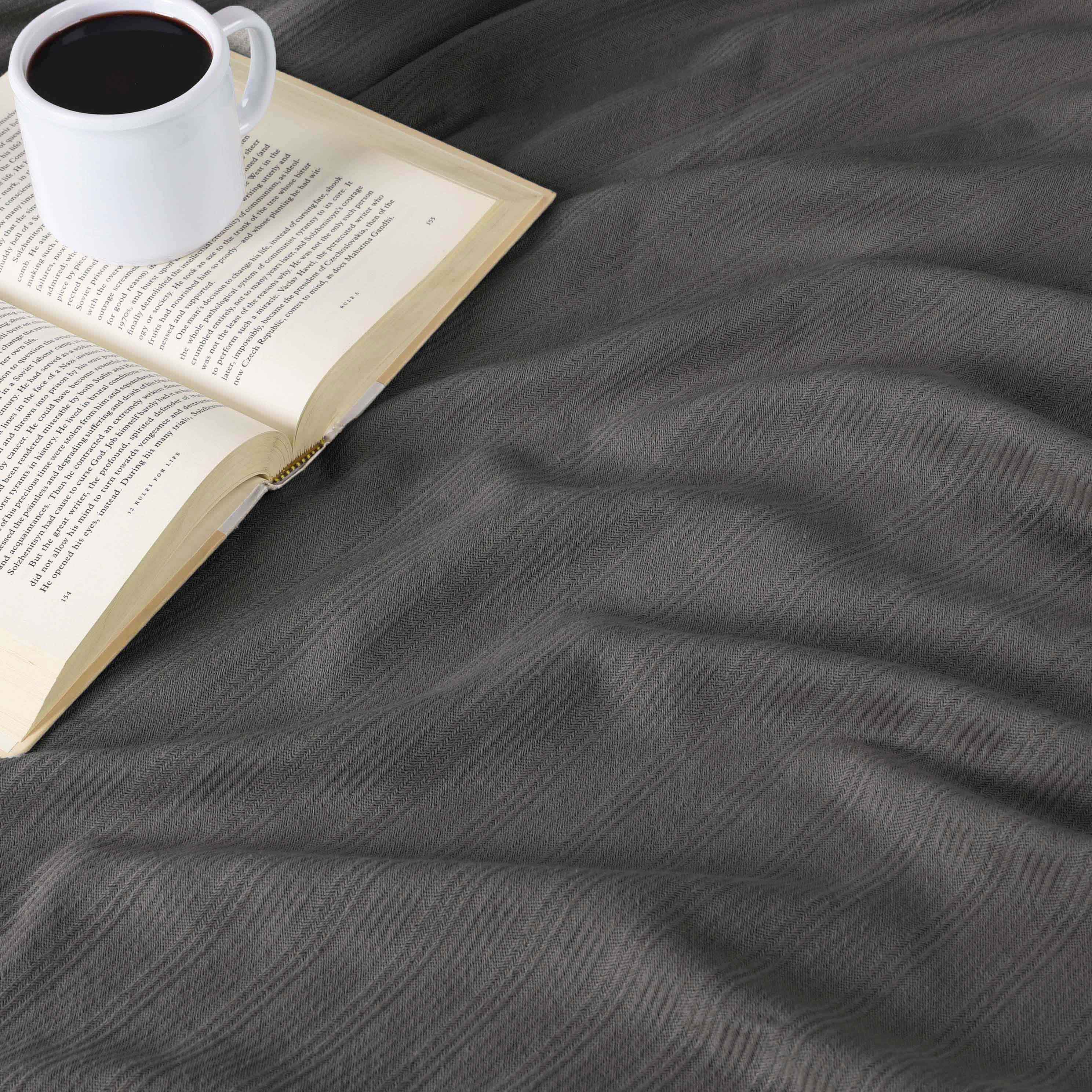 Milan Cotton Textured Striped Lightweight Woven Blanket - Omnigoodsstore