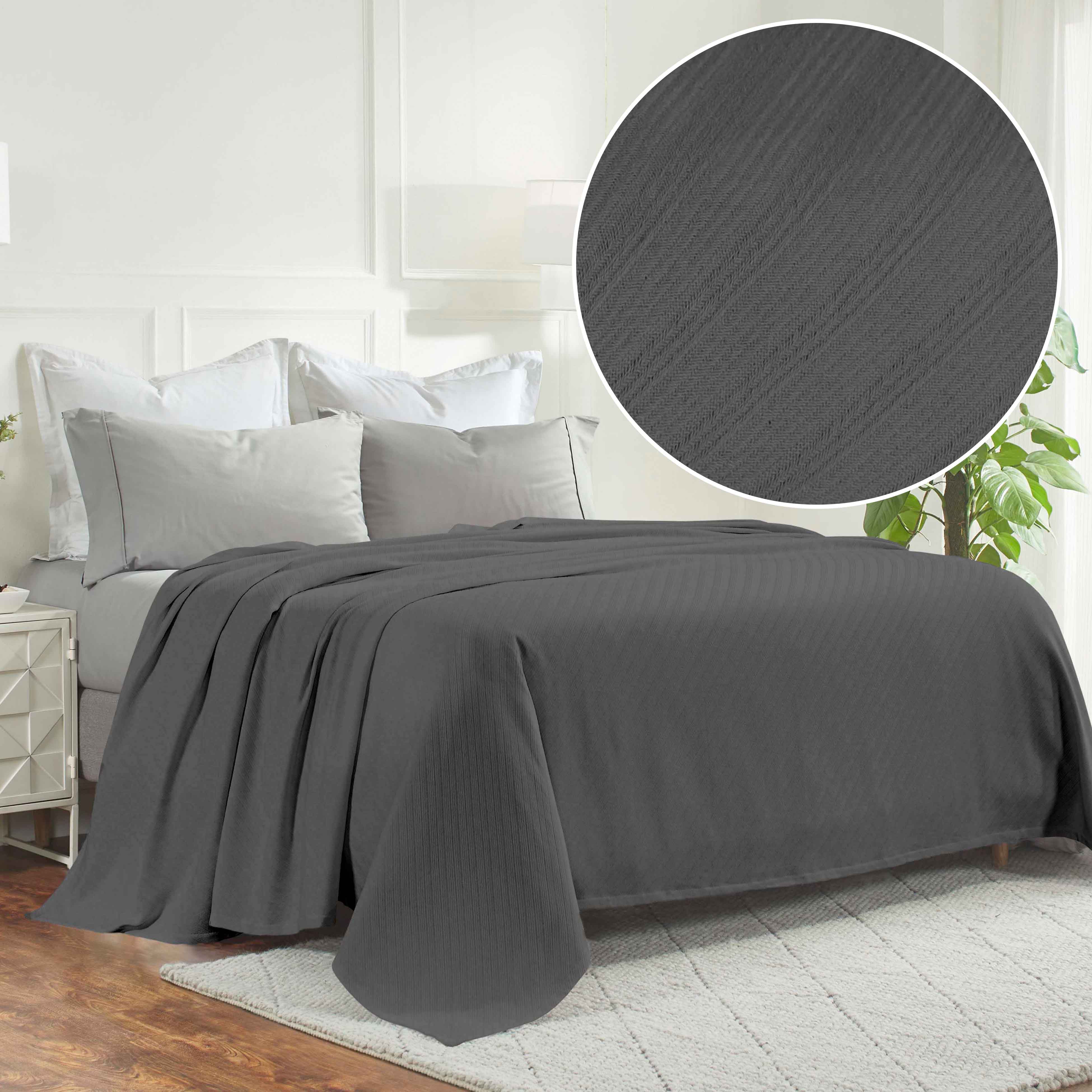 Milan Cotton Textured Striped Lightweight Woven Blanket - Omnigoodsstore