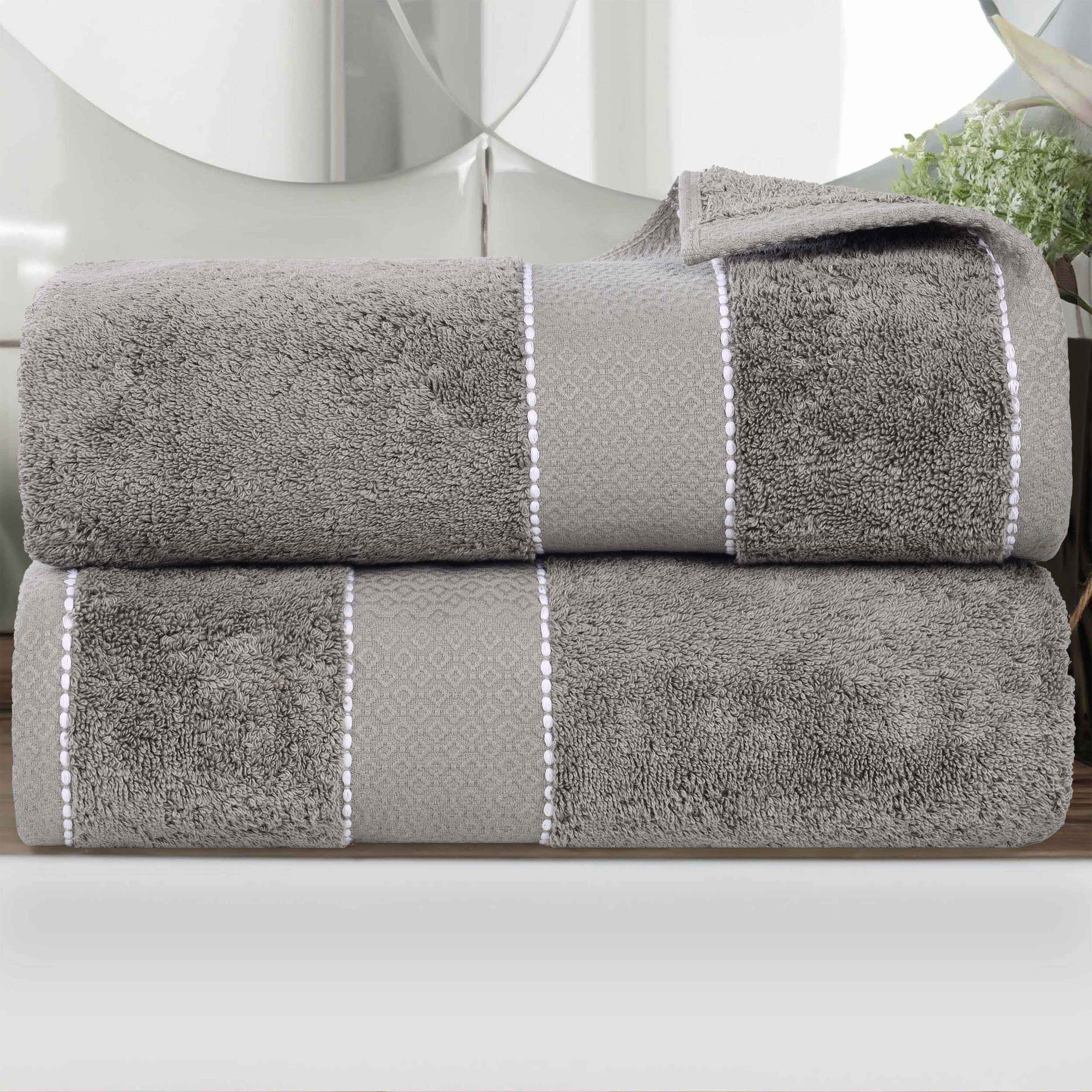 Niles Egypt Produced Giza Cotton Dobby Absorbent Bath Sheet Set of 2 - Omnigoodsstore