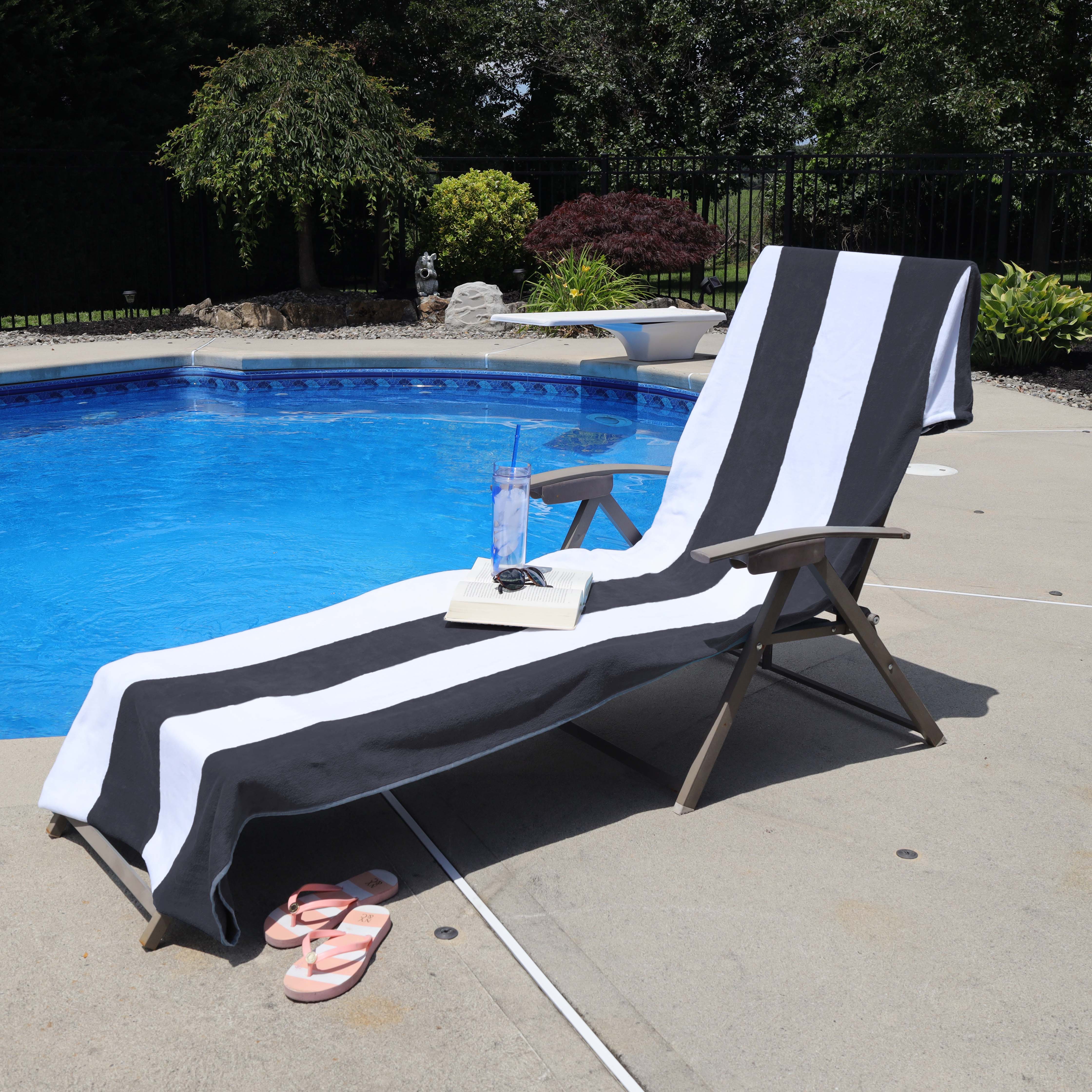 Cotton Standard Size Cabana Stripe Chaise Lounge Chair Cover - Omnigoodsstore