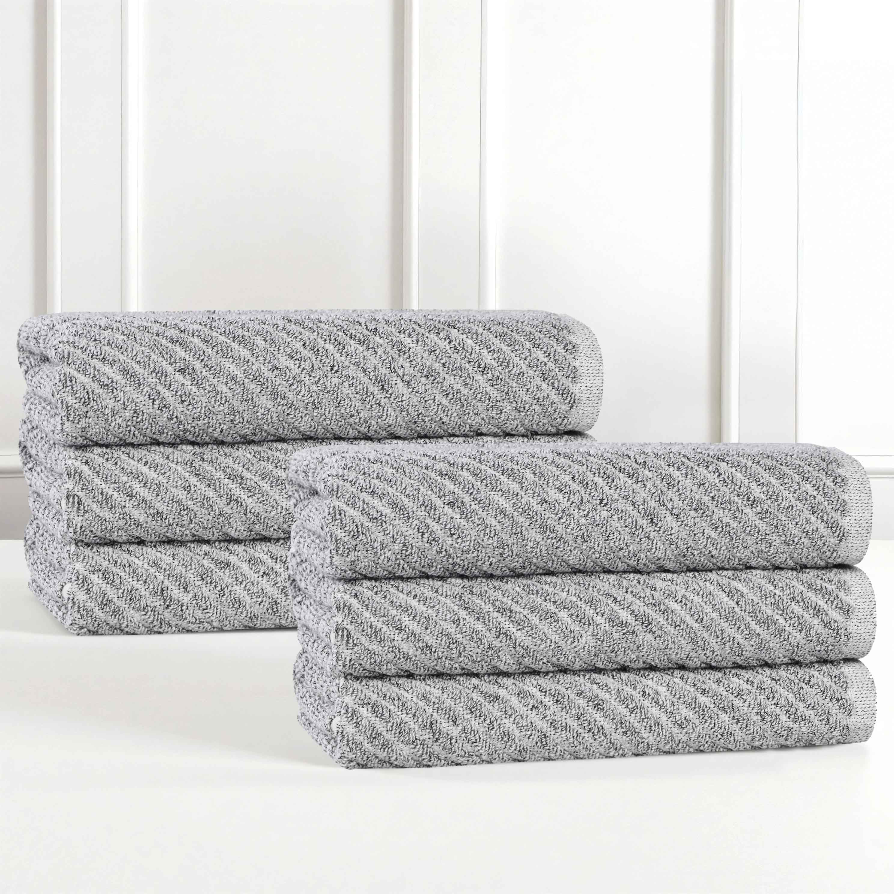 Amelia Cotton Blend Diagonal Stripes Hand Towels, Set of 6 - Omnigoodsstore
