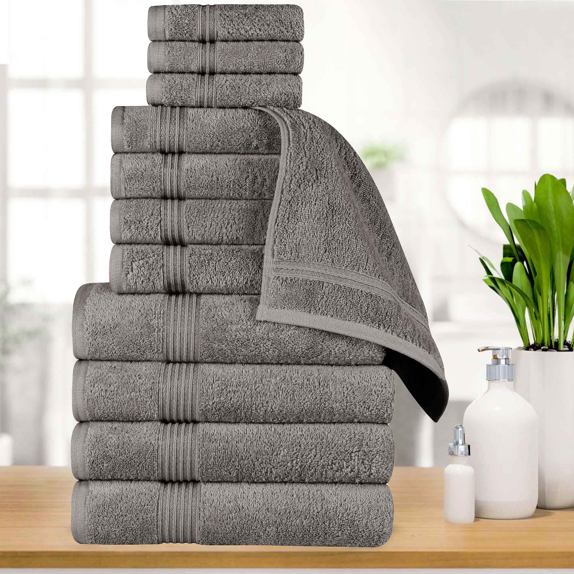Egyptian Cotton Highly Absorbent Solid 12-Piece Ultra Soft Towel Set - Omnigoodsstore