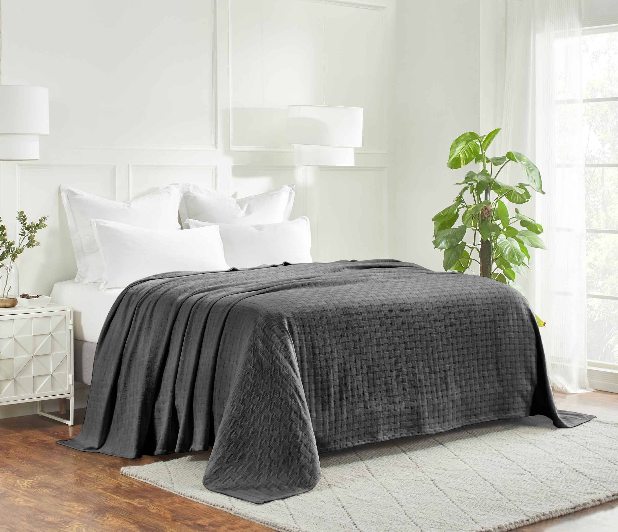 Basketweave All Season Cotton Bed Blanket & Sofa Throw - Omnigoodsstore
