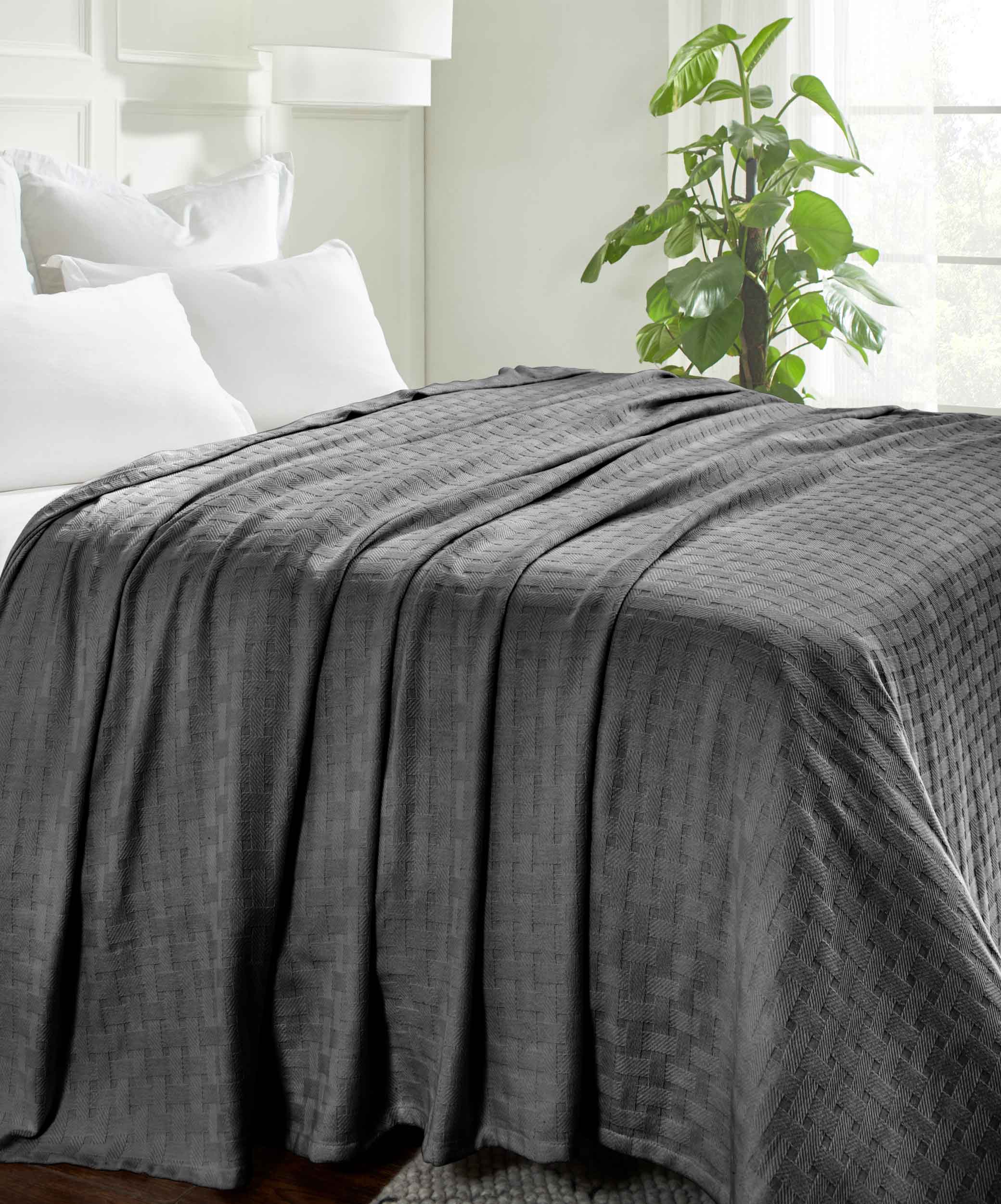 Basketweave All Season Cotton Bed Blanket & Sofa Throw - Omnigoodsstore
