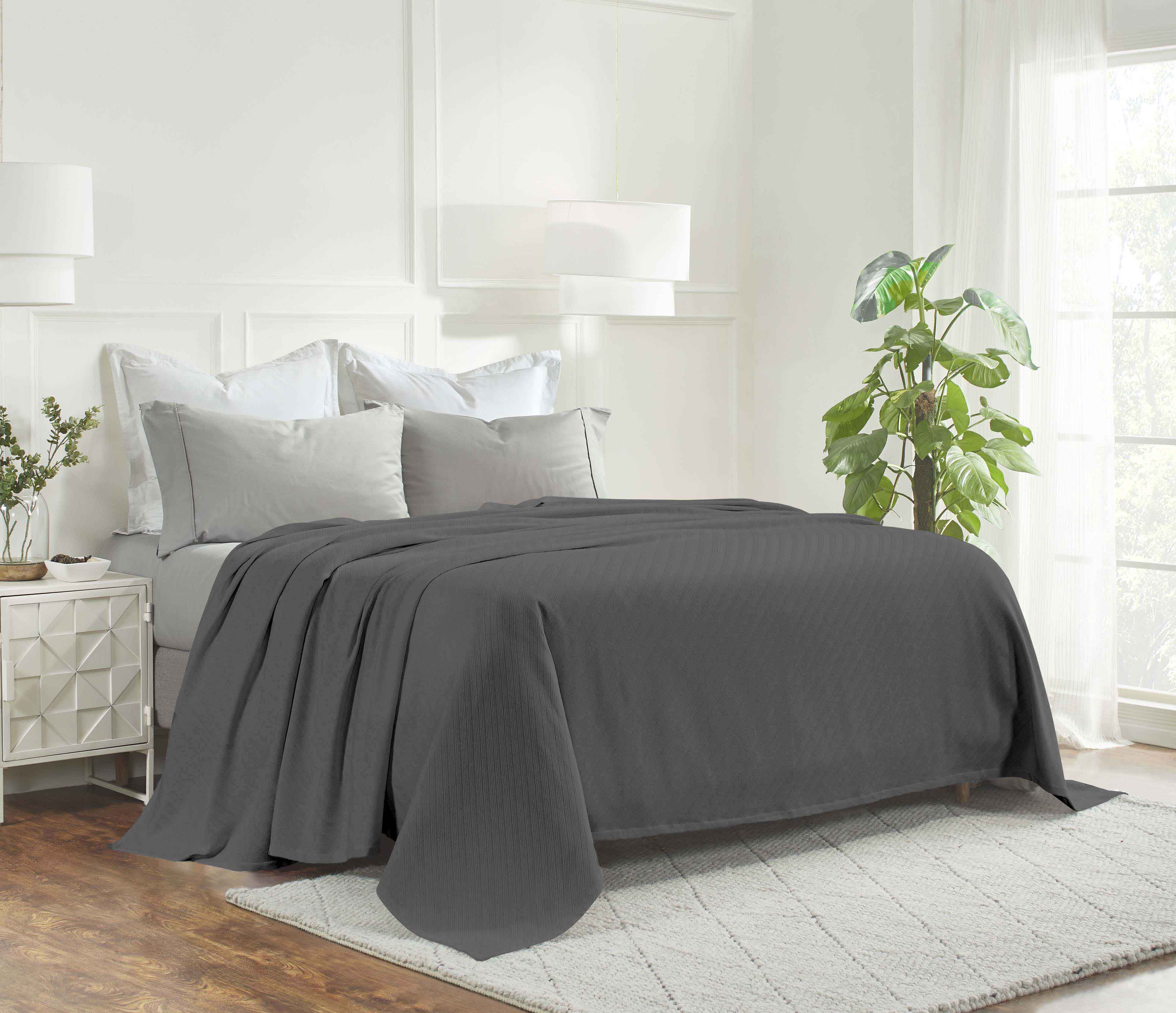 Milan Cotton Textured Striped Lightweight Woven Blanket - Omnigoodsstore