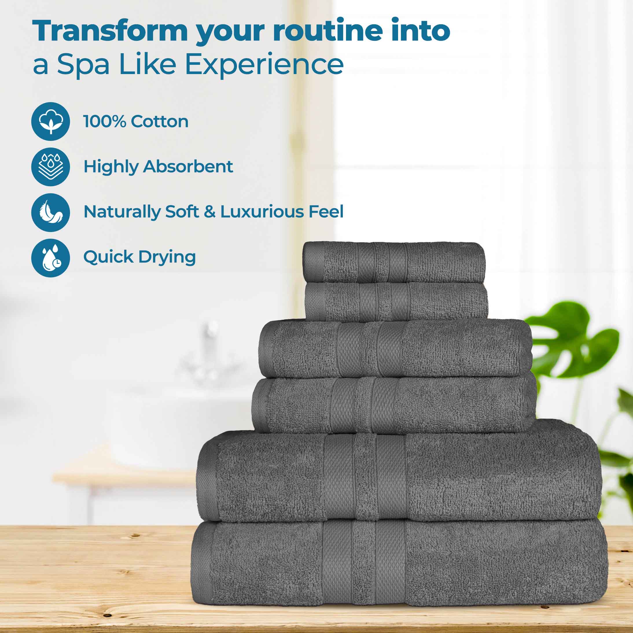 Cotton Ultra Soft 6 Piece Solid Towel Set - Omnigoodsstore