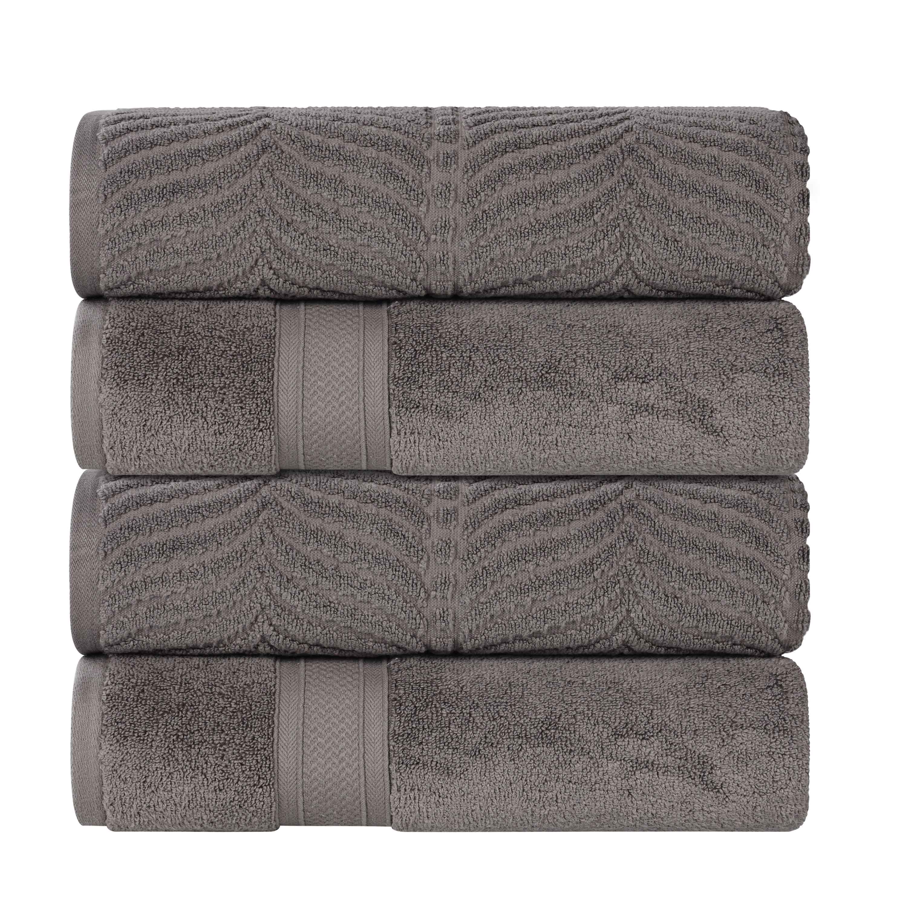 Zero Twist Cotton Solid & Jacquard Elegant Chevron Bath Towel Set of 4 - Omnigoodsstore