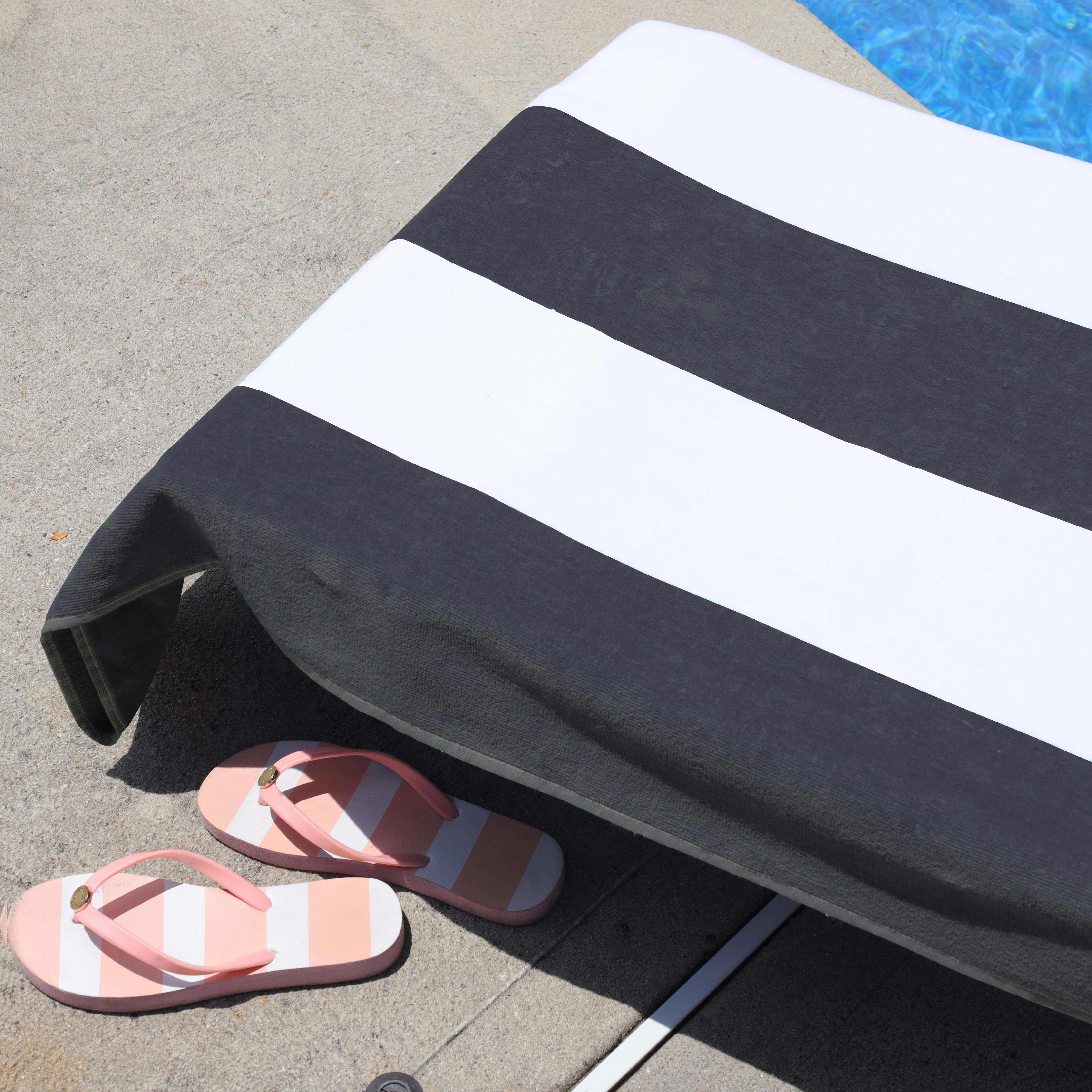 Cotton Standard Size Cabana Stripe Chaise Lounge Chair Cover - Omnigoodsstore