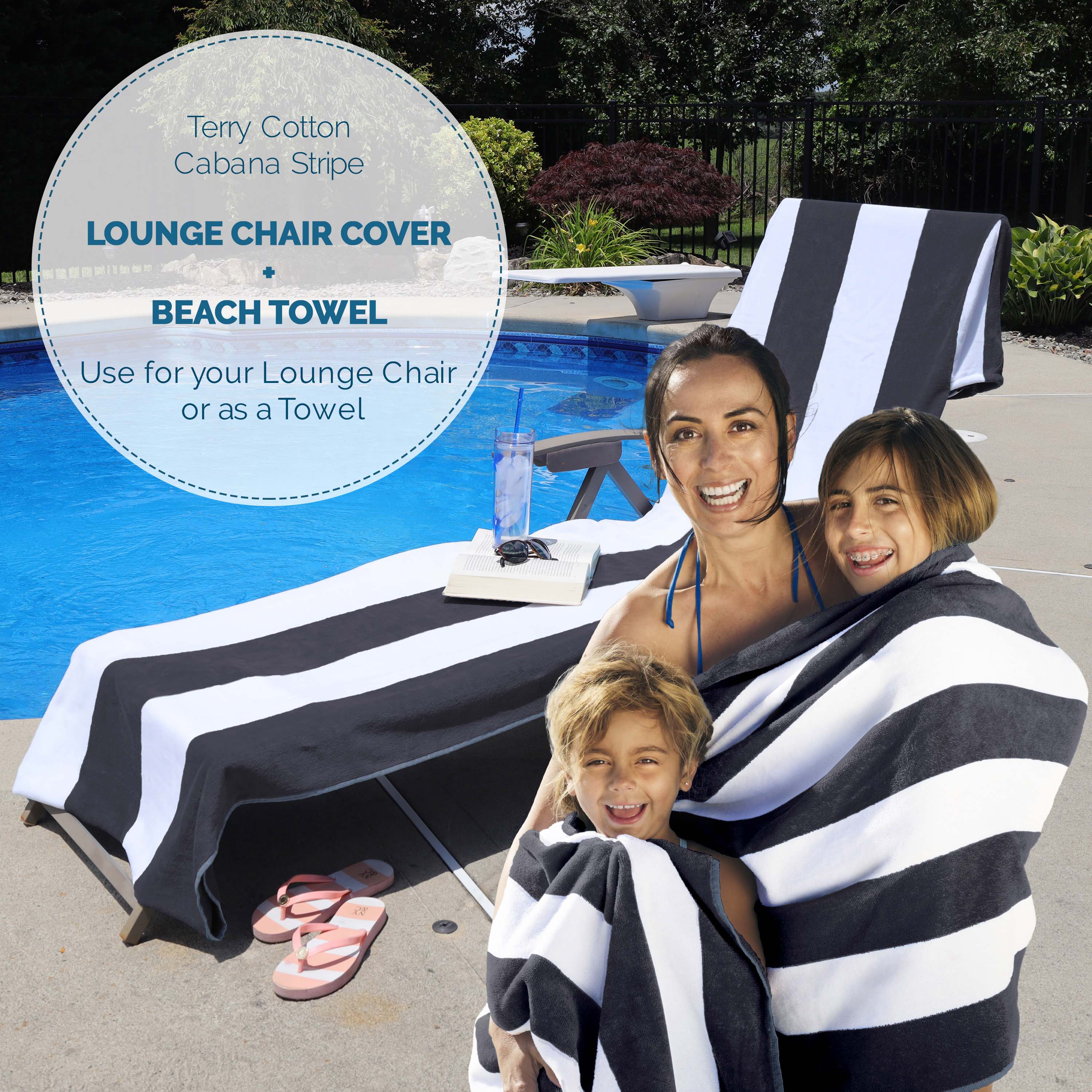 Cabana Striped Cotton Standard Size Towel / Chaise Lounge Chair Cover - Omnigoodsstore