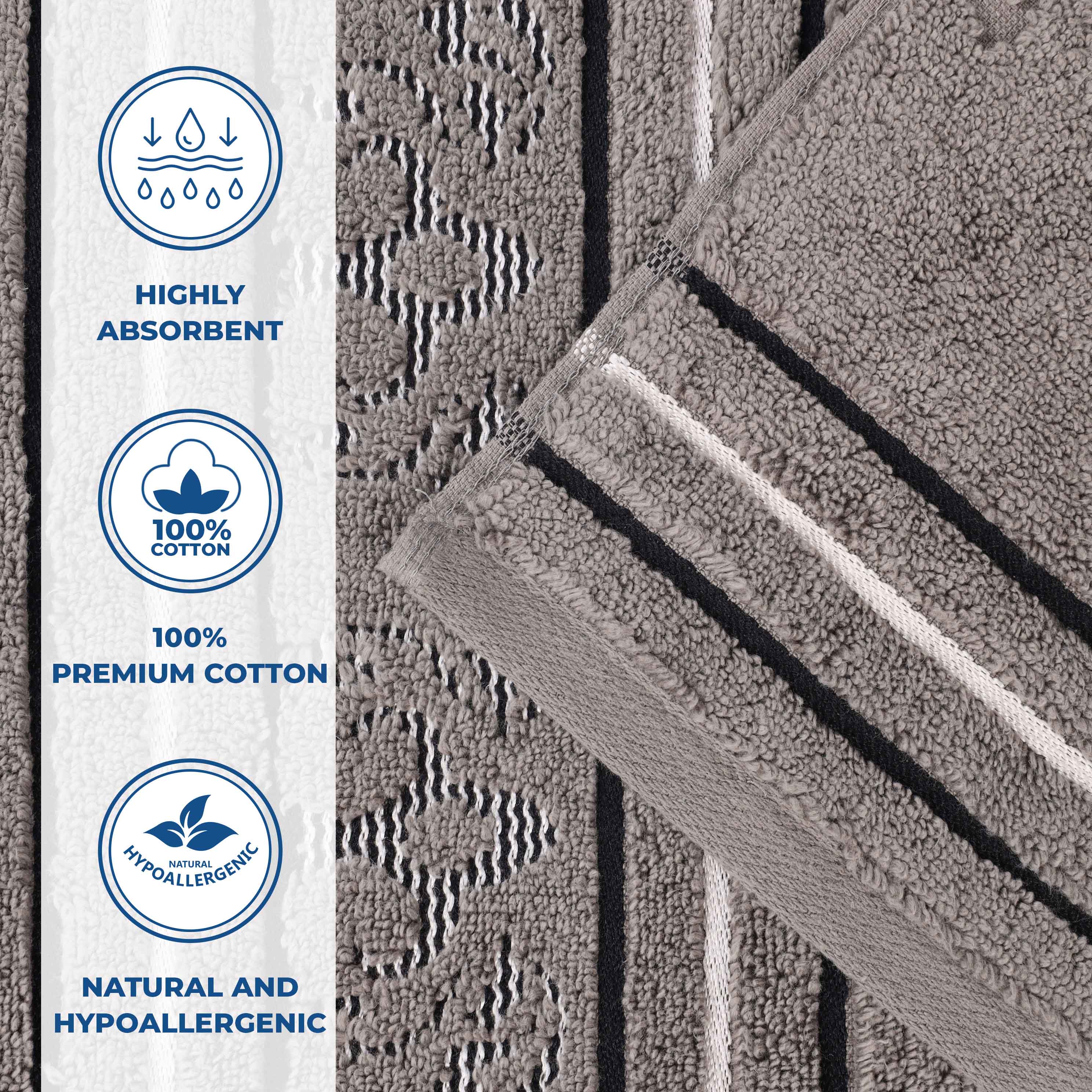 Sadie Zero Twist Cotton Solid and Jacquard Floral Hand Towel Set of 6 - Omnigoodsstore