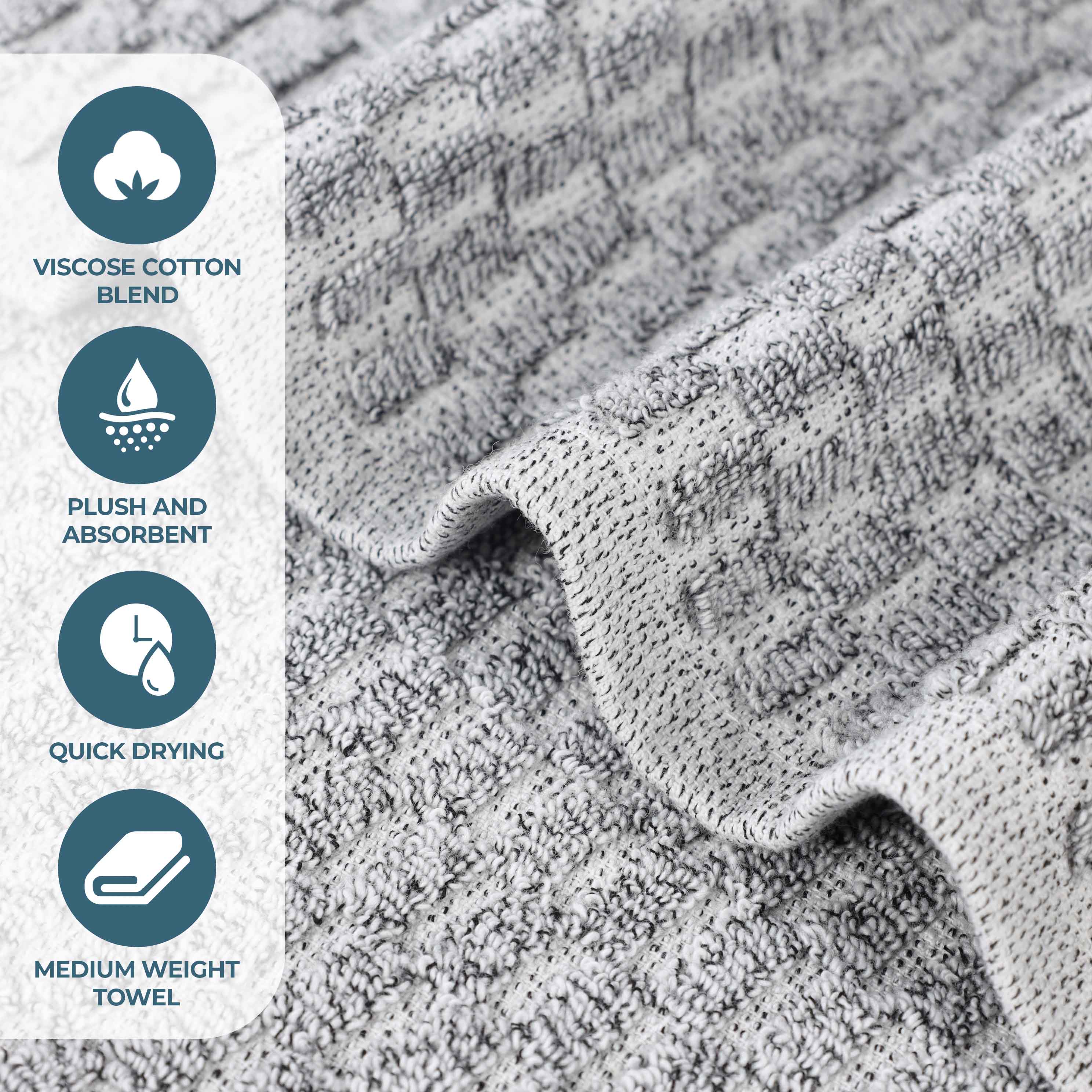 Juno Cotton Blend Medium Weight Checkered Border Face Towel Set of 12 - Omnigoodsstore