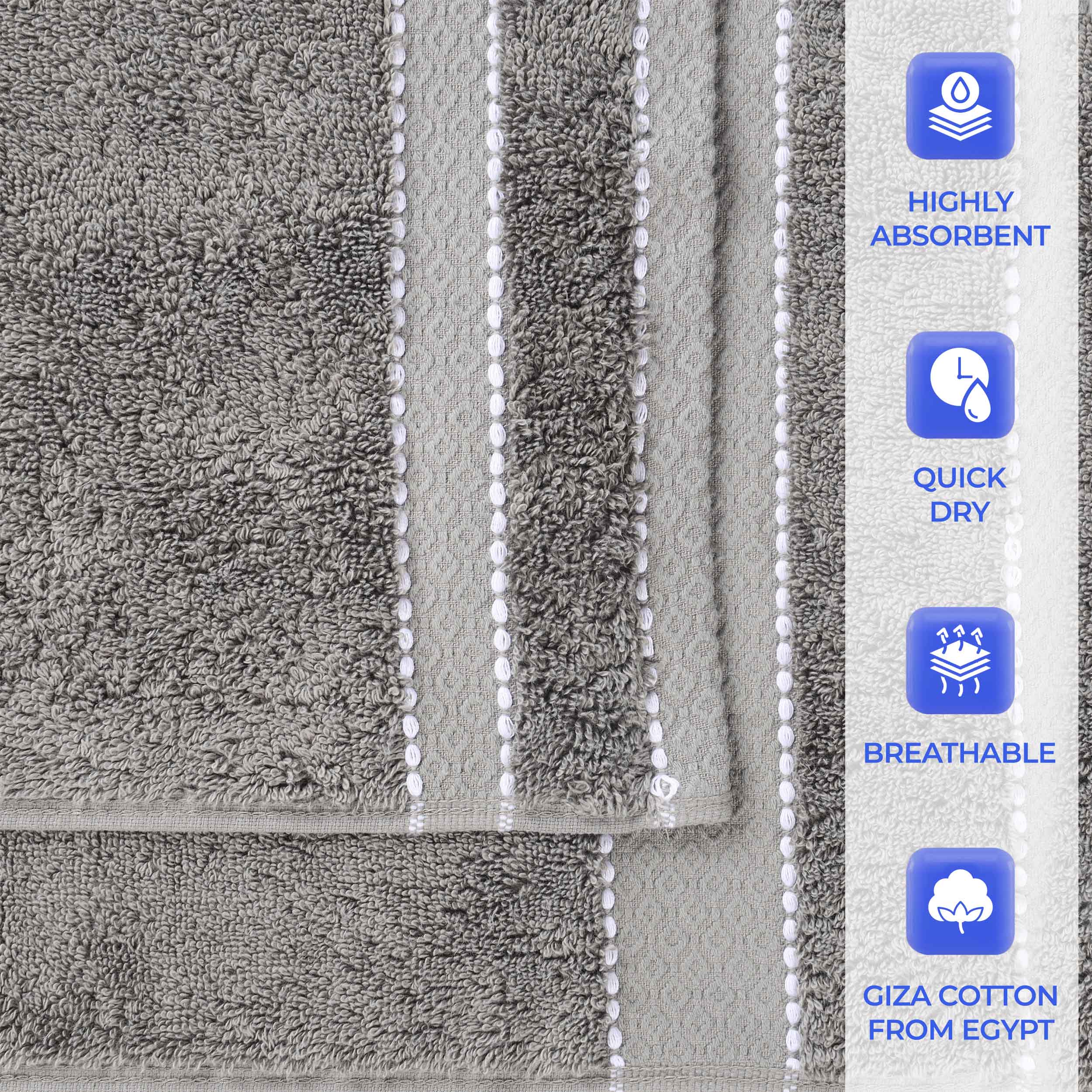 Niles Egypt Produced Giza Cotton Dobby Absorbent Face Towel Set of 12 - Omnigoodsstore