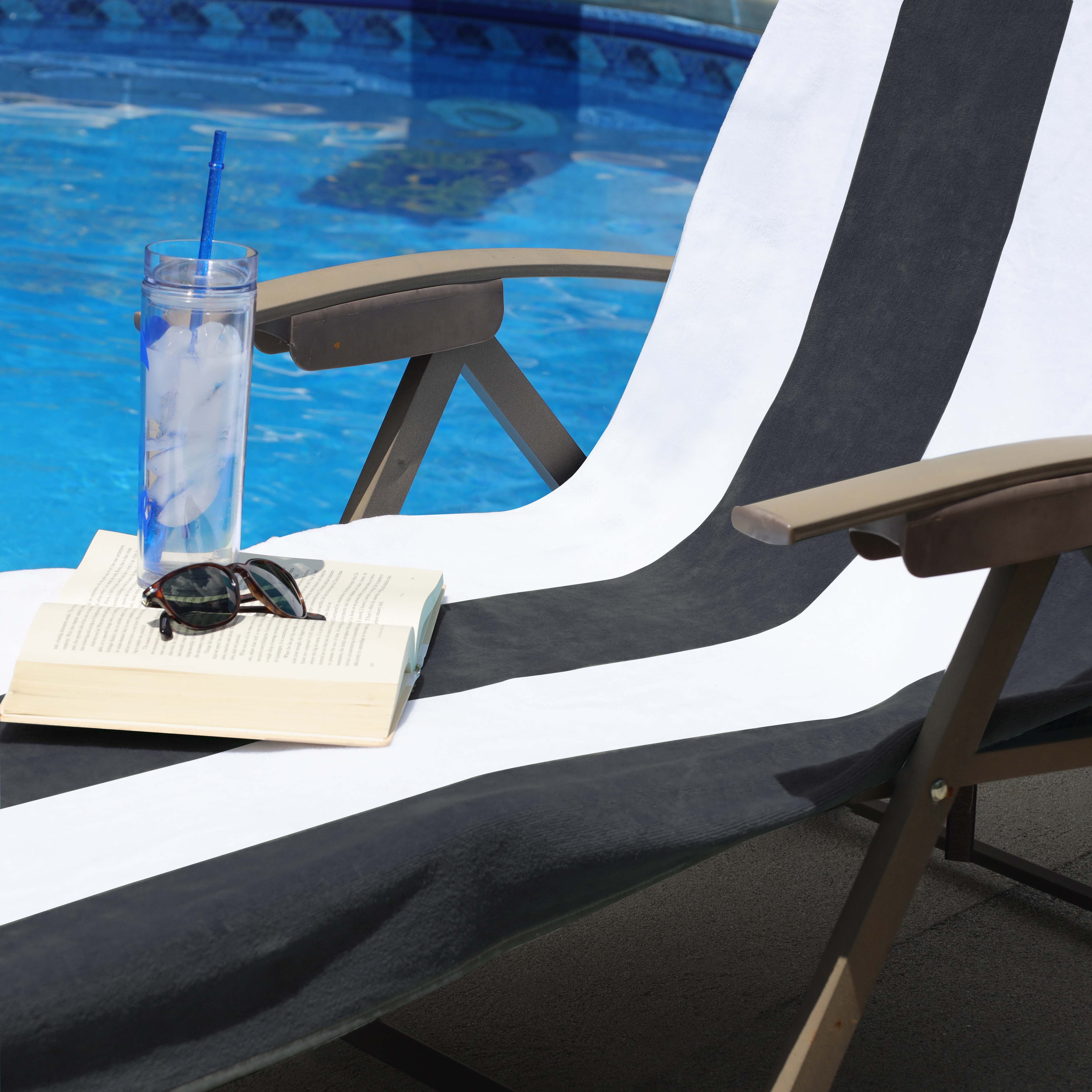 Cotton Standard Size Cabana Stripe Chaise Lounge Chair Cover - Omnigoodsstore