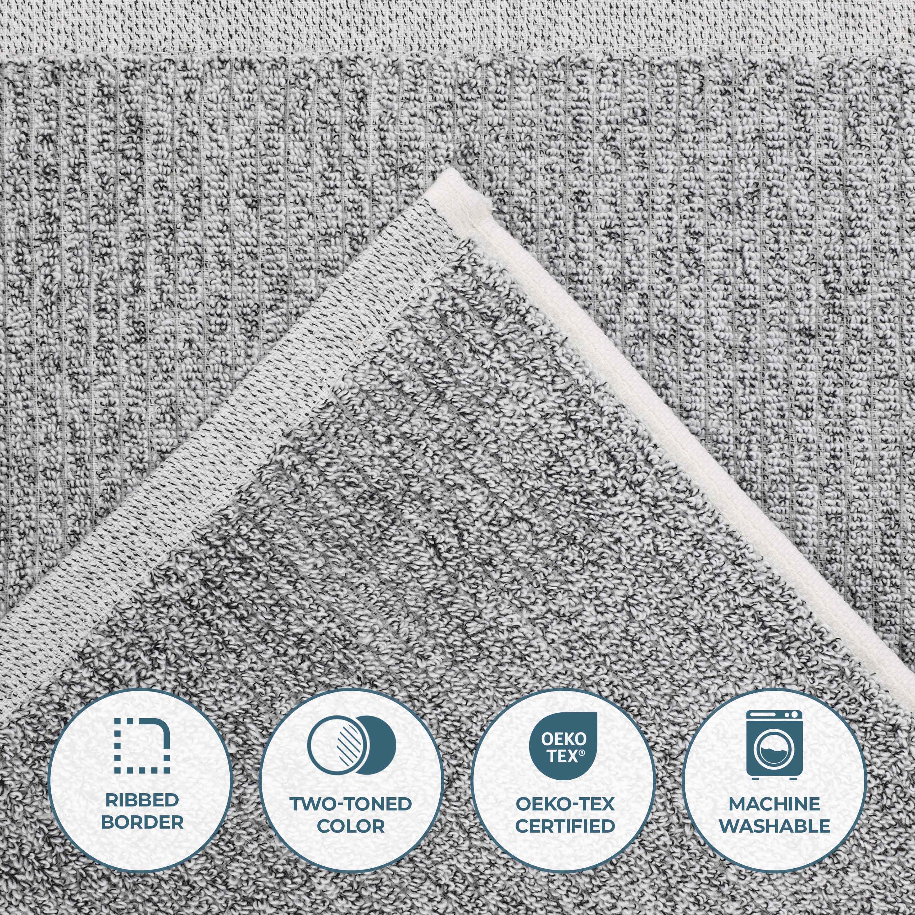 Destin Cotton Blend Solid Ribbed Face Towels Washcloths, Set of 12 - Omnigoodsstore