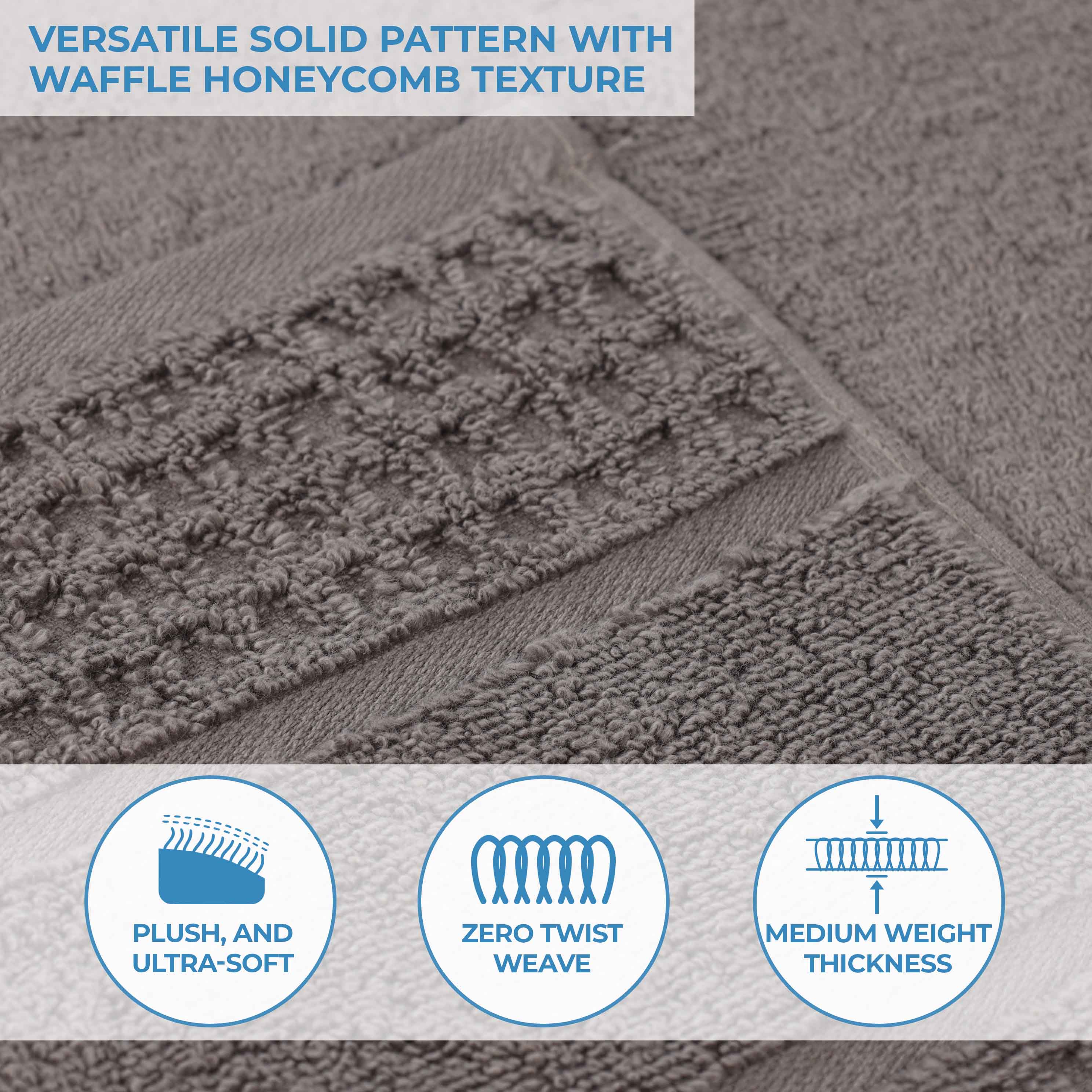 Zero Twist Cotton Waffle Honeycomb Soft Absorbent Hand Towel Set of 6 - Omnigoodsstore