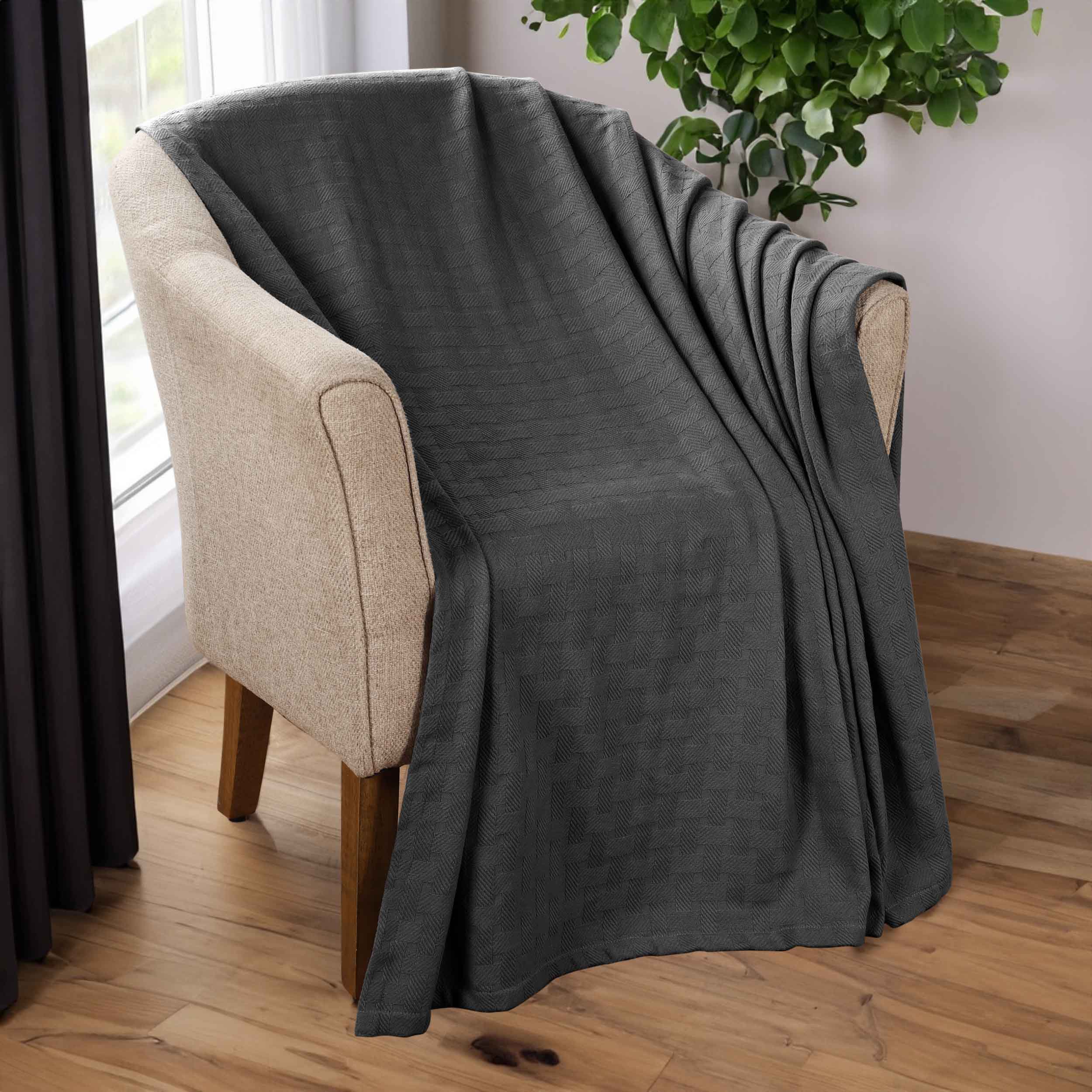 Basketweave All Season Cotton Bed Blanket & Sofa Throw - Omnigoodsstore