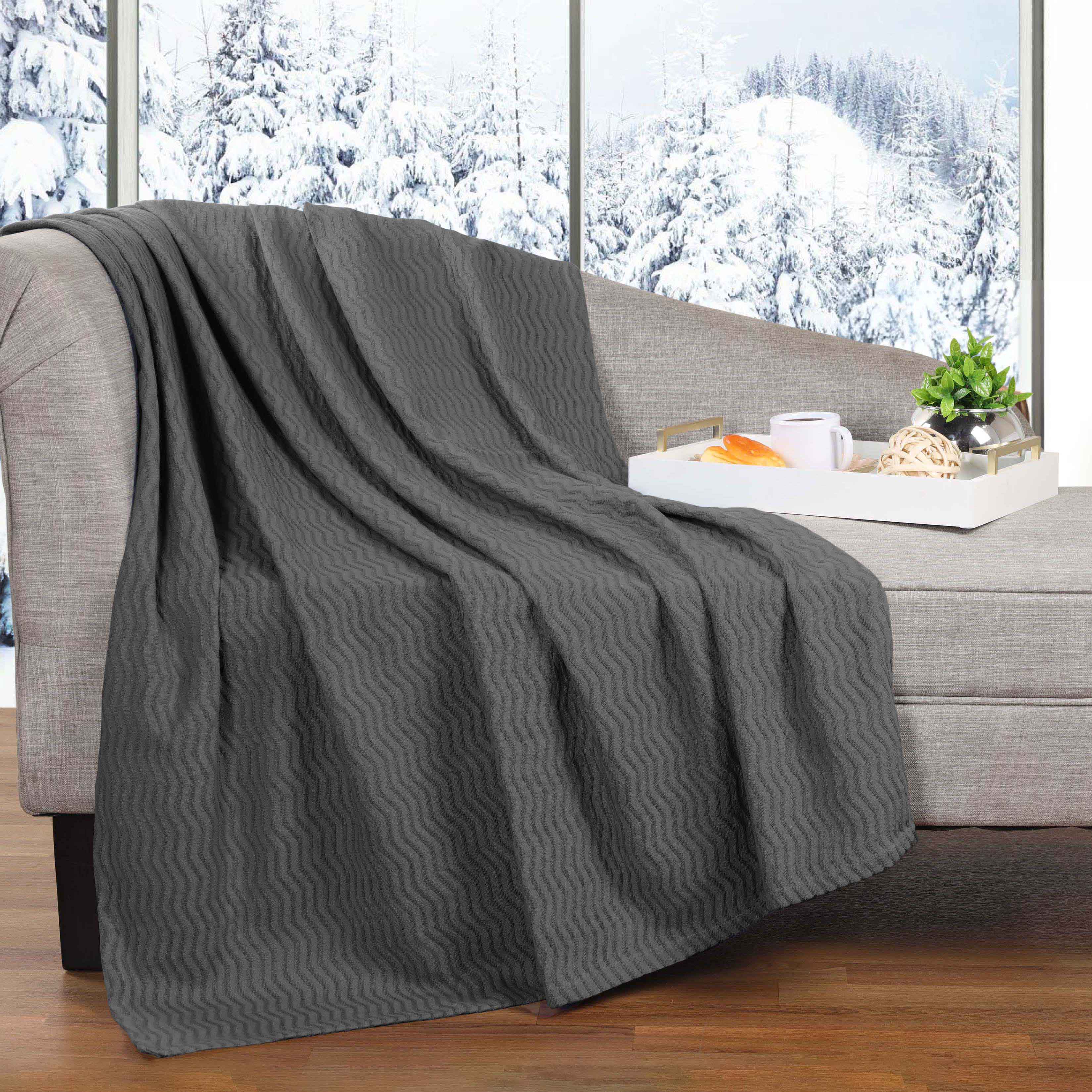 Jena Cotton Textured Chevron Lightweight Woven Blanket - Omnigoodsstore