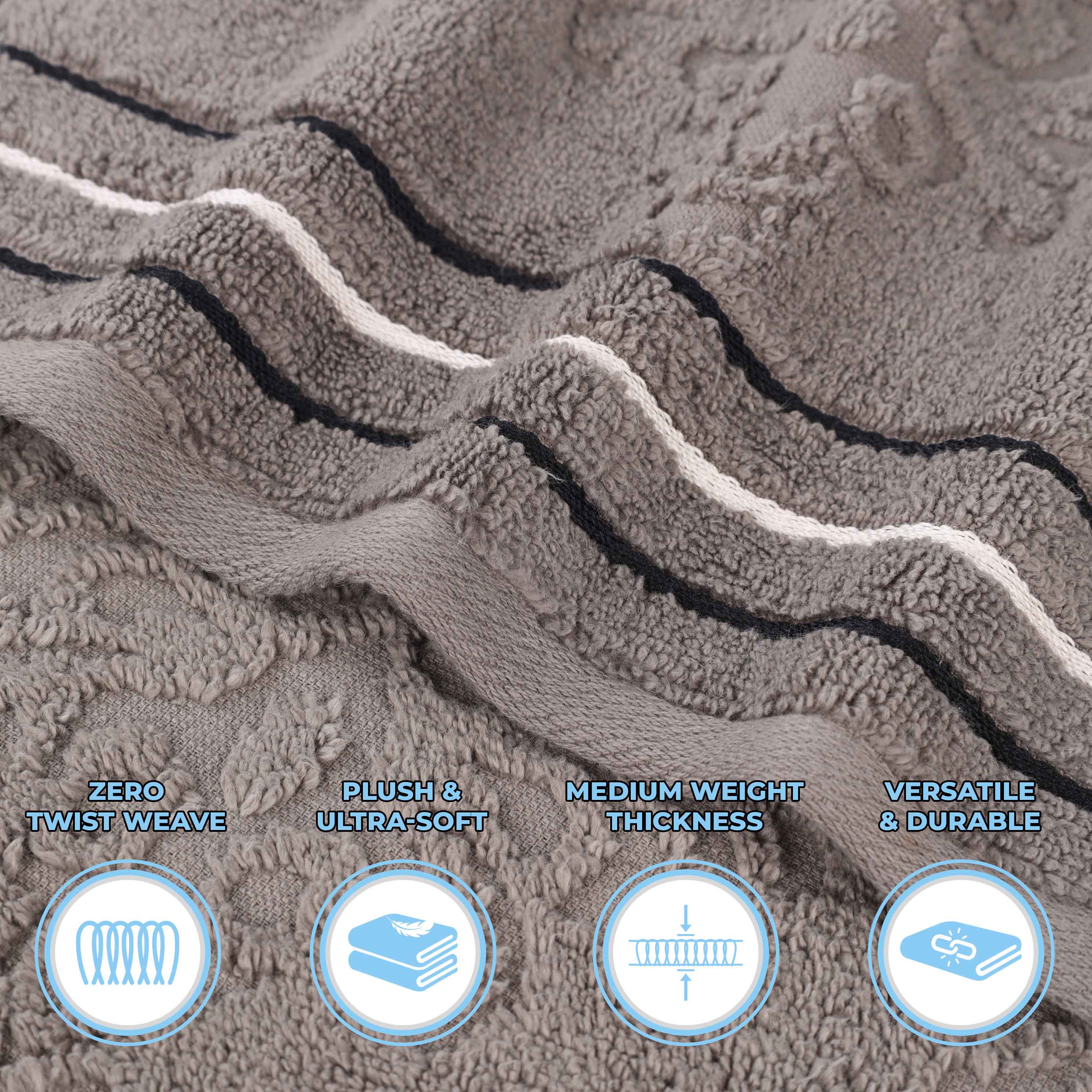 Sadie Zero Twist Cotton Solid and Jacquard Floral Hand Towel Set of 6 - Omnigoodsstore