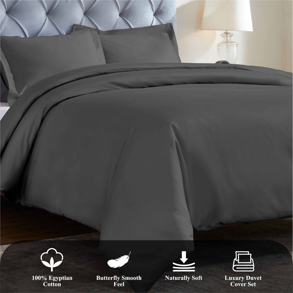 1200 Thread Count Egyptian Solid Cotton Duvet Cover Set - Omnigoodsstore