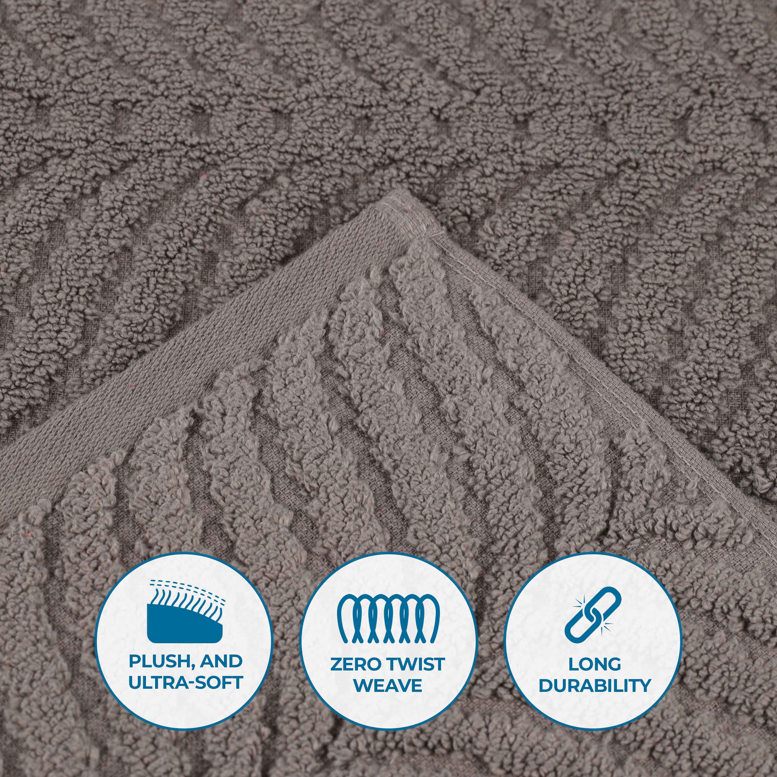 Zero Twist Cotton Solid & Jacquard Elegant Chevron Bath Towel Set of 4 - Omnigoodsstore