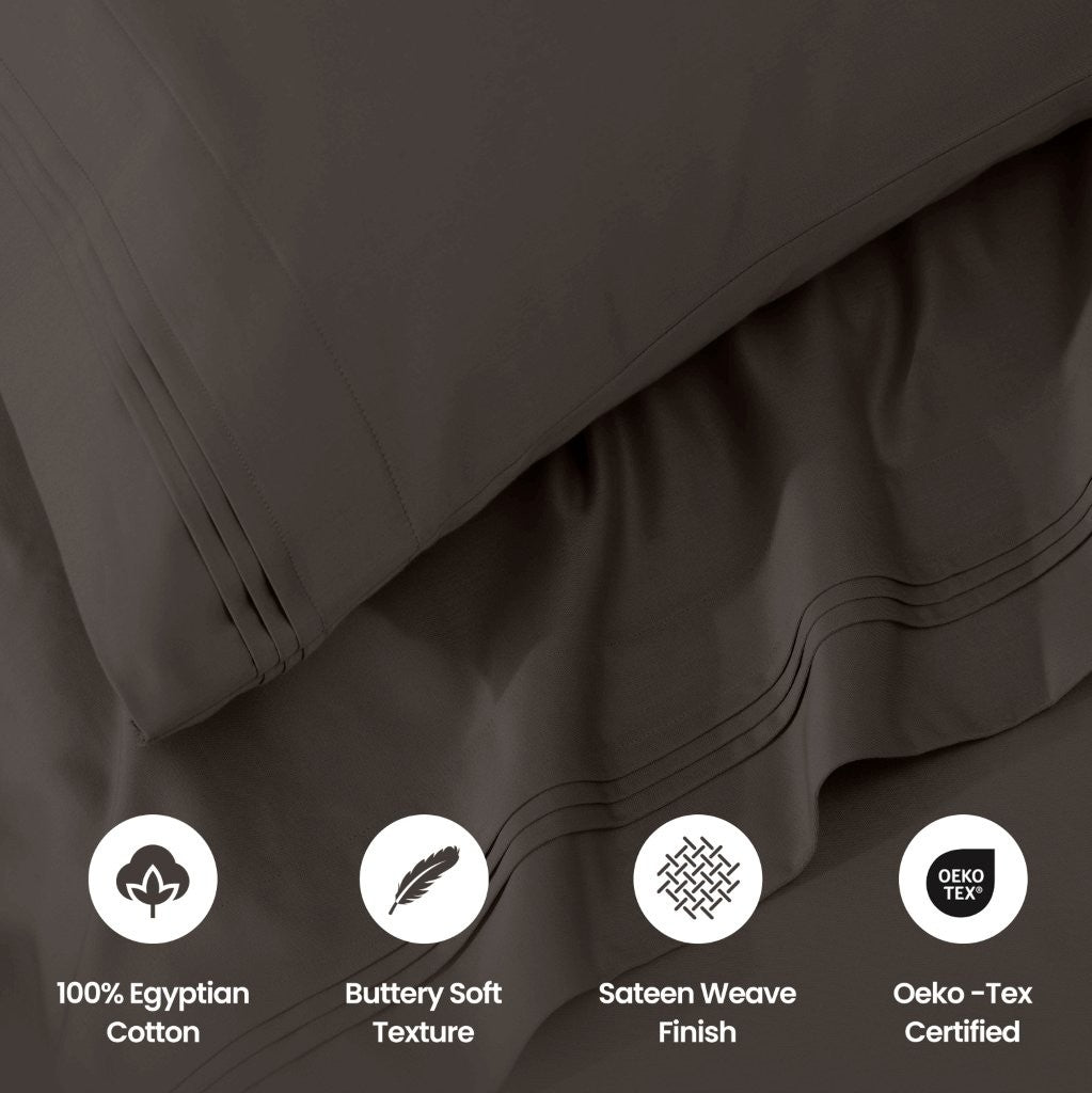 1000 Thread Count Egyptian Cotton Bed Sheet Set Olympic Queen - Omnigoodsstore