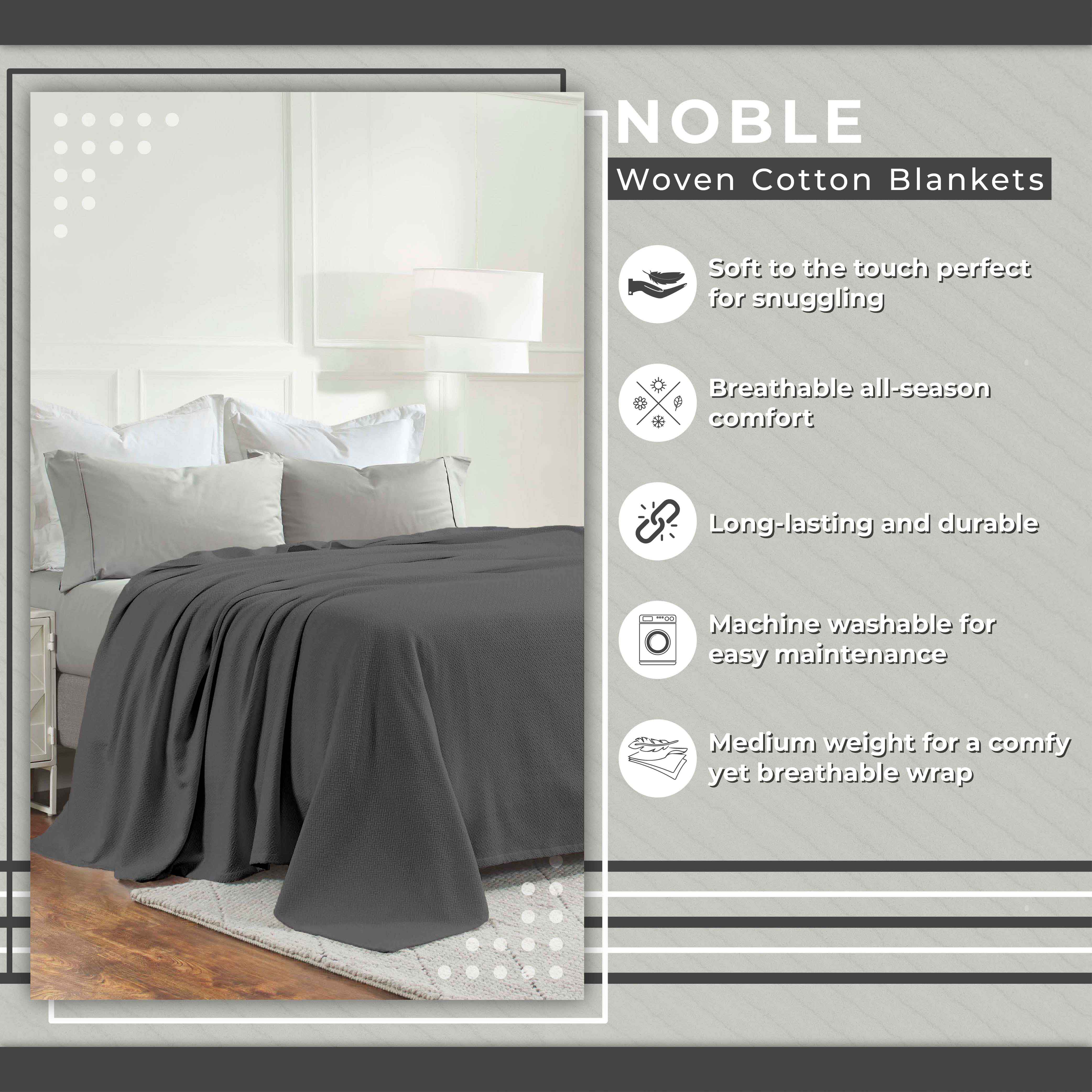 Nobel Cotton Textured Chevron Lightweight Woven Blanket - Omnigoodsstore