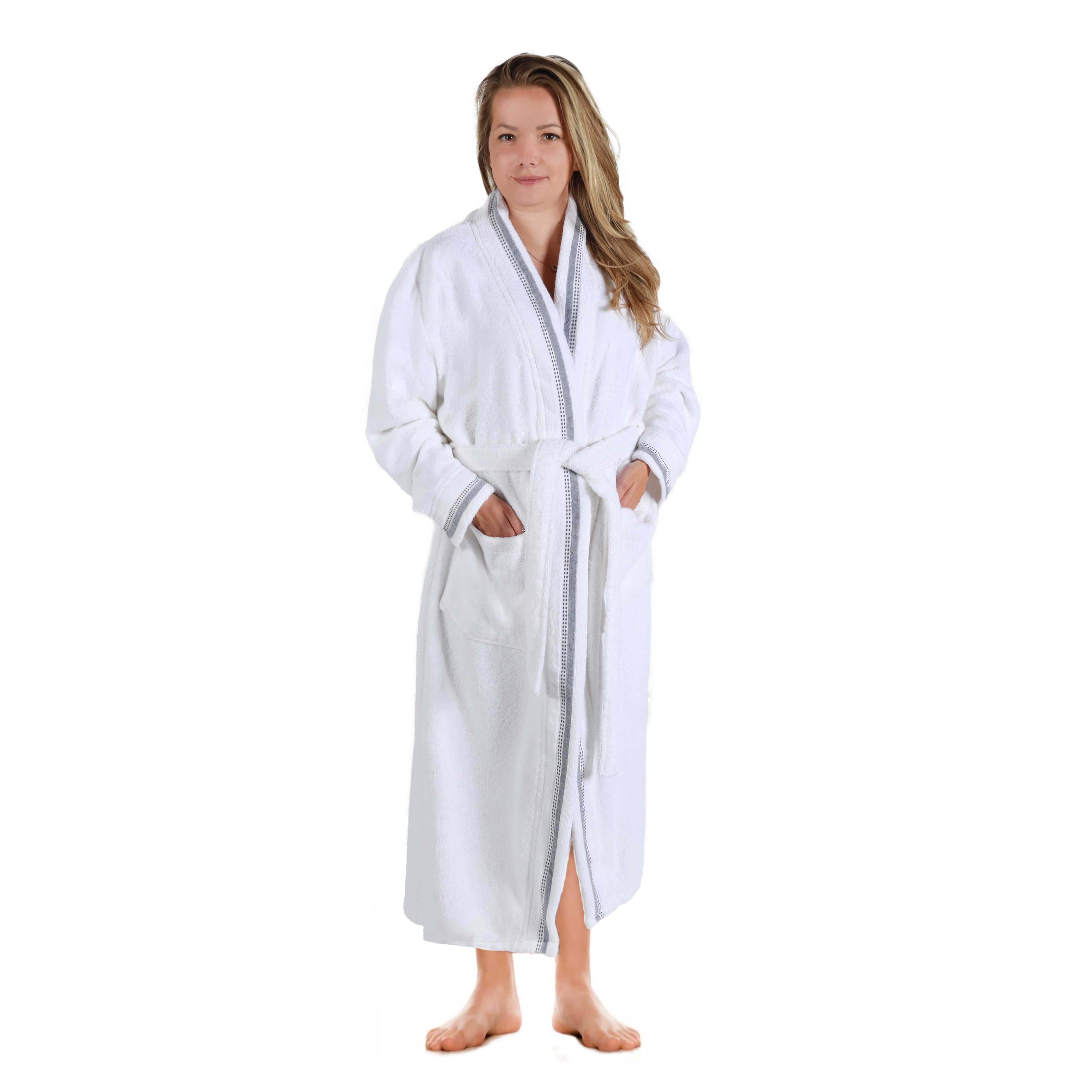 Tinsel Unisex Cotton Terry Kimono Bathrobe with Embroidery - Omnigoodsstore