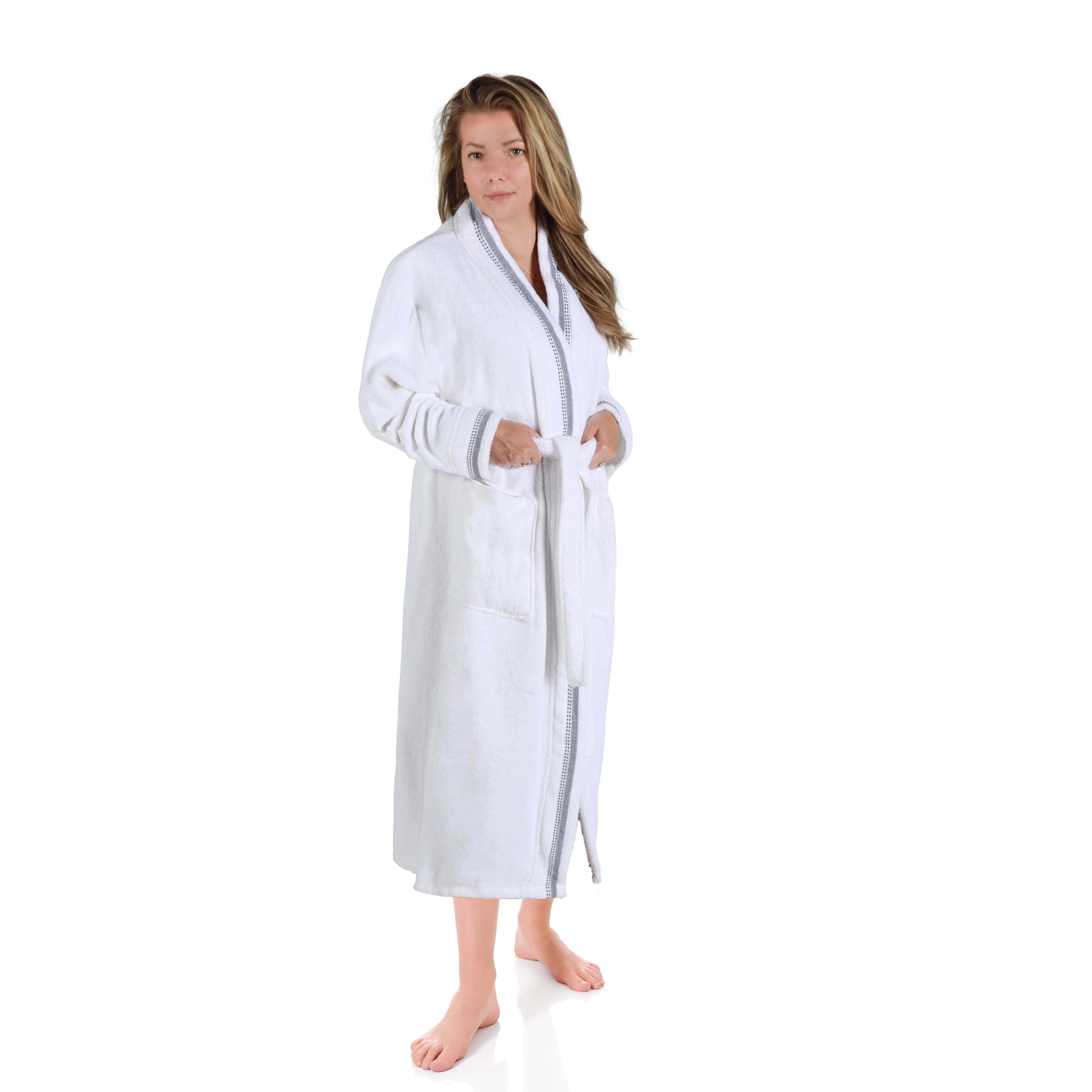 Tinsel Unisex Cotton Terry Kimono Bathrobe with Embroidery - Omnigoodsstore
