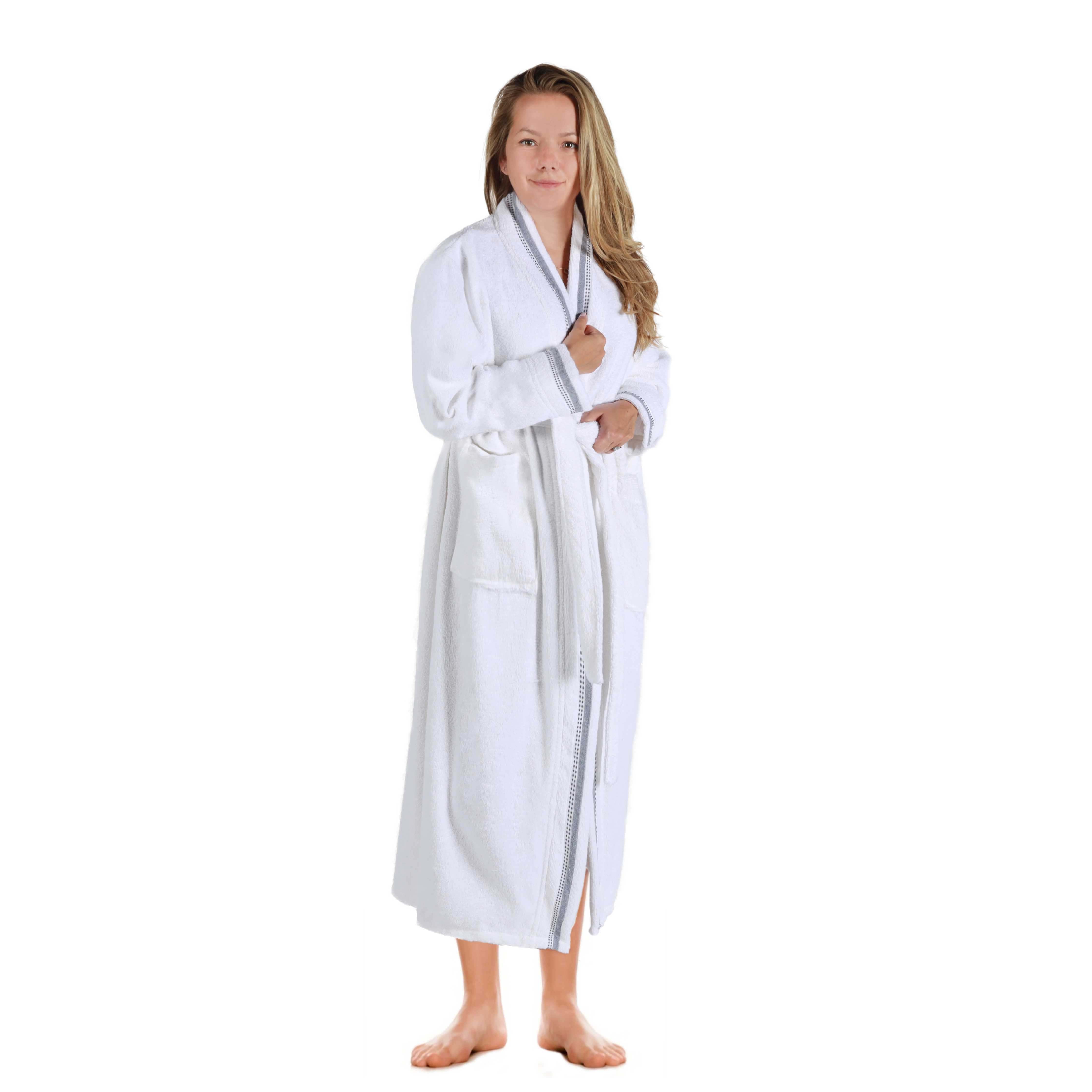 Tinsel Unisex Cotton Terry Kimono Bathrobe with Embroidery - Omnigoodsstore