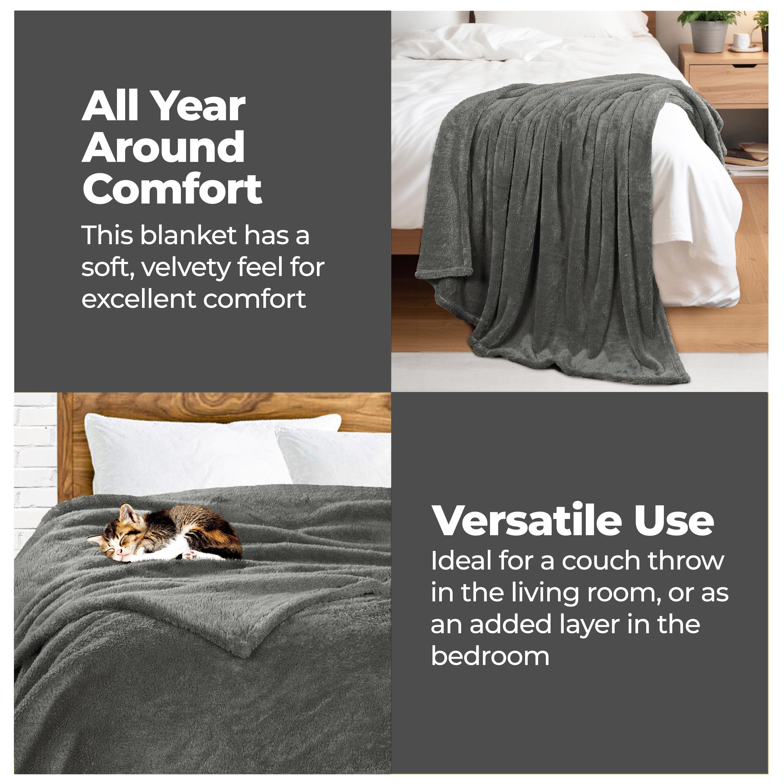 Classic Solid Fleece Plush Medium Weight Fluffy Soft Blanket - Omnigoodsstore