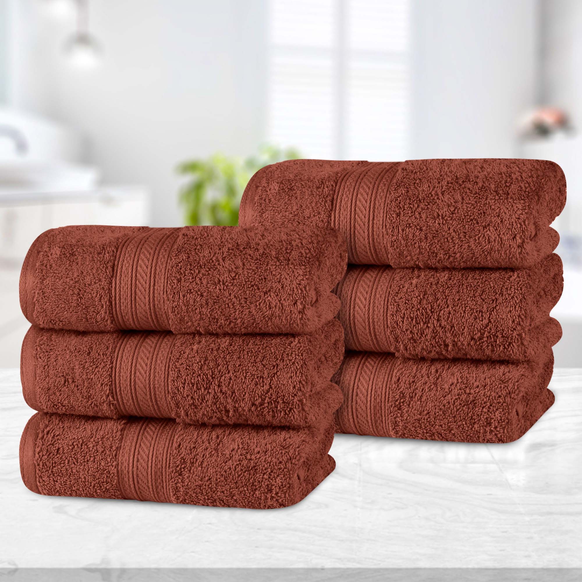 Atlas Cotton Plush Absorbent Heavyweight Luxury Hand Towel Set of 6 - Omnigoodsstore