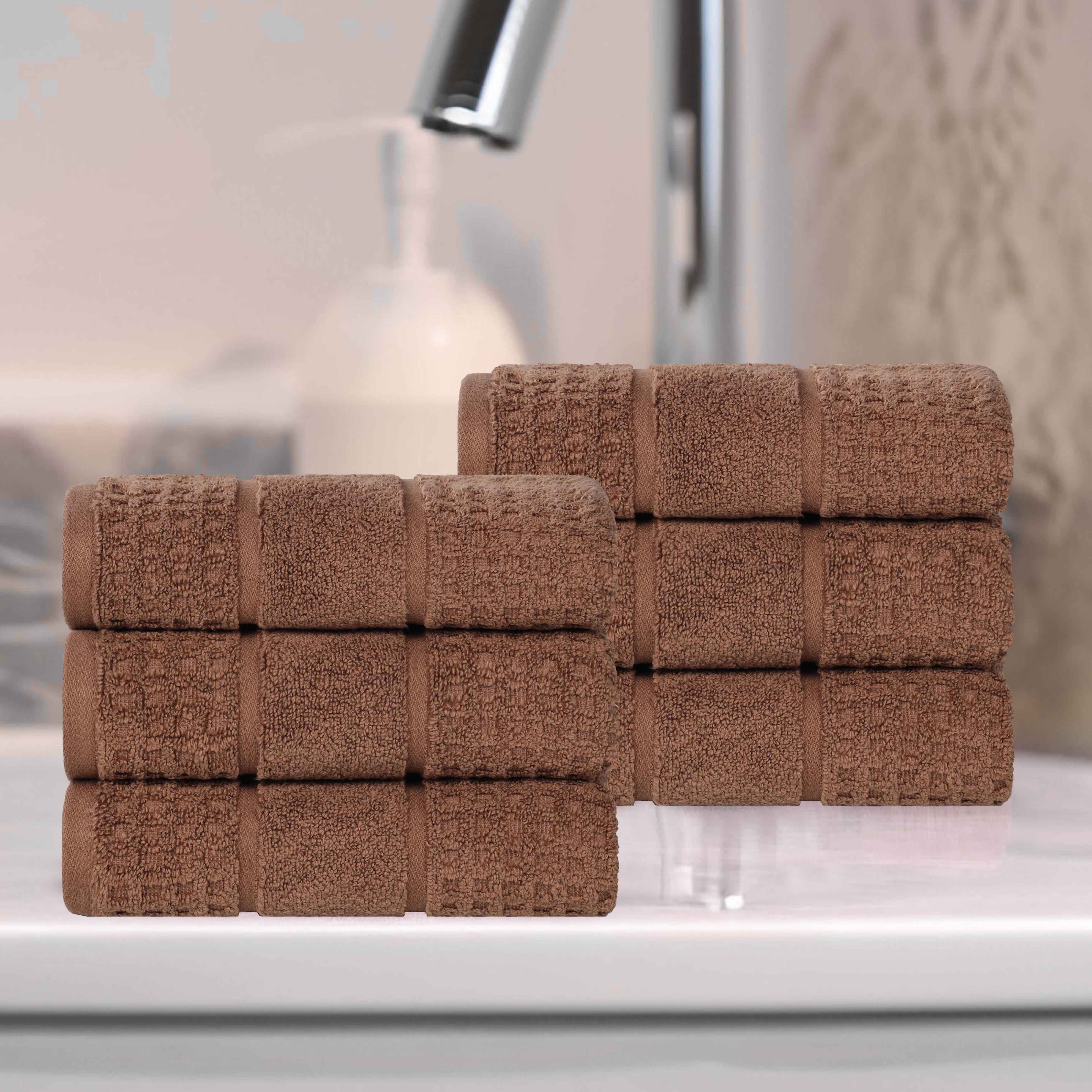 Zero Twist Cotton Waffle Honeycomb Soft Absorbent Hand Towel Set of 6 - Omnigoodsstore