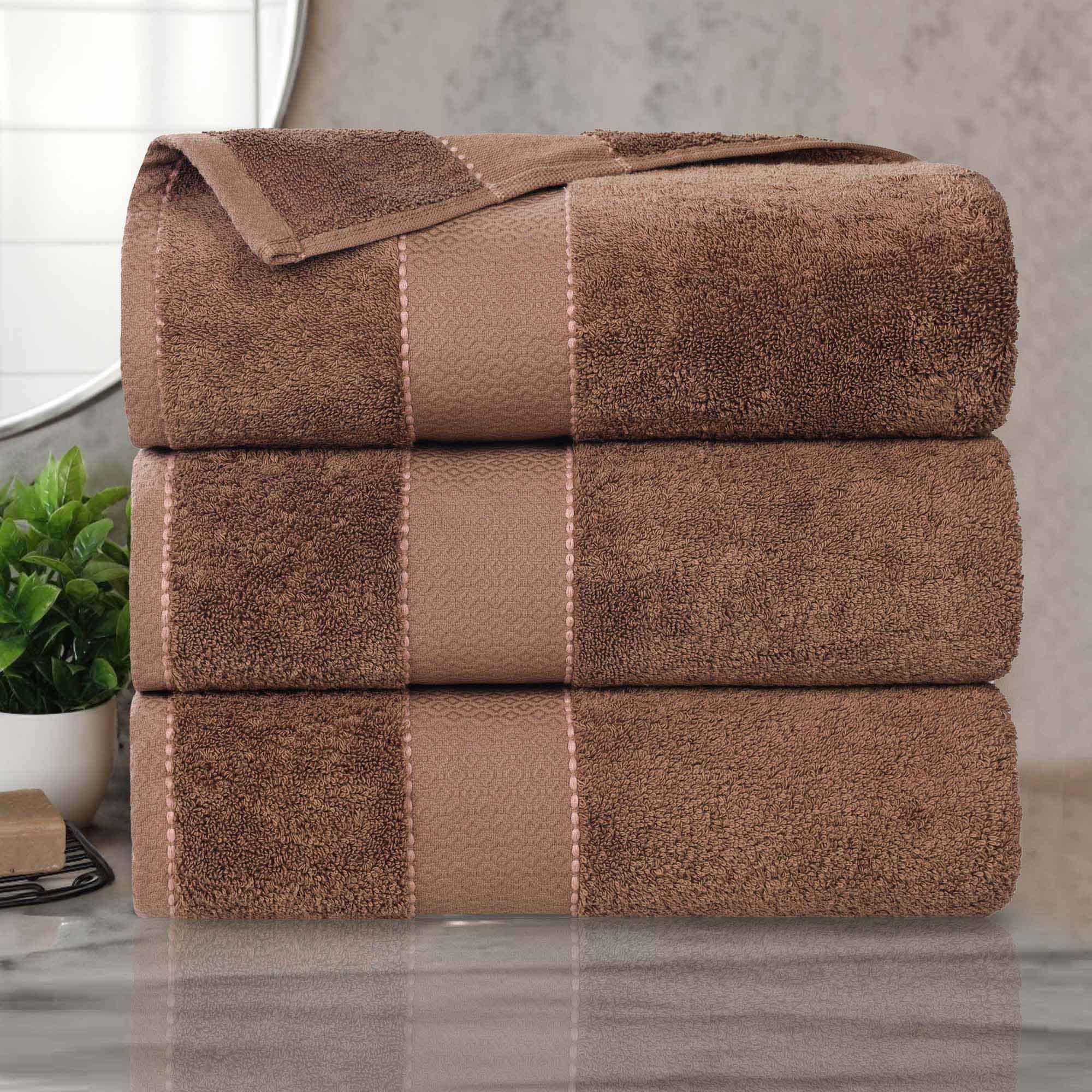 Niles Egypt Produced Giza Cotton Dobby Absorbent Bath Towel Set of 3 - Omnigoodsstore
