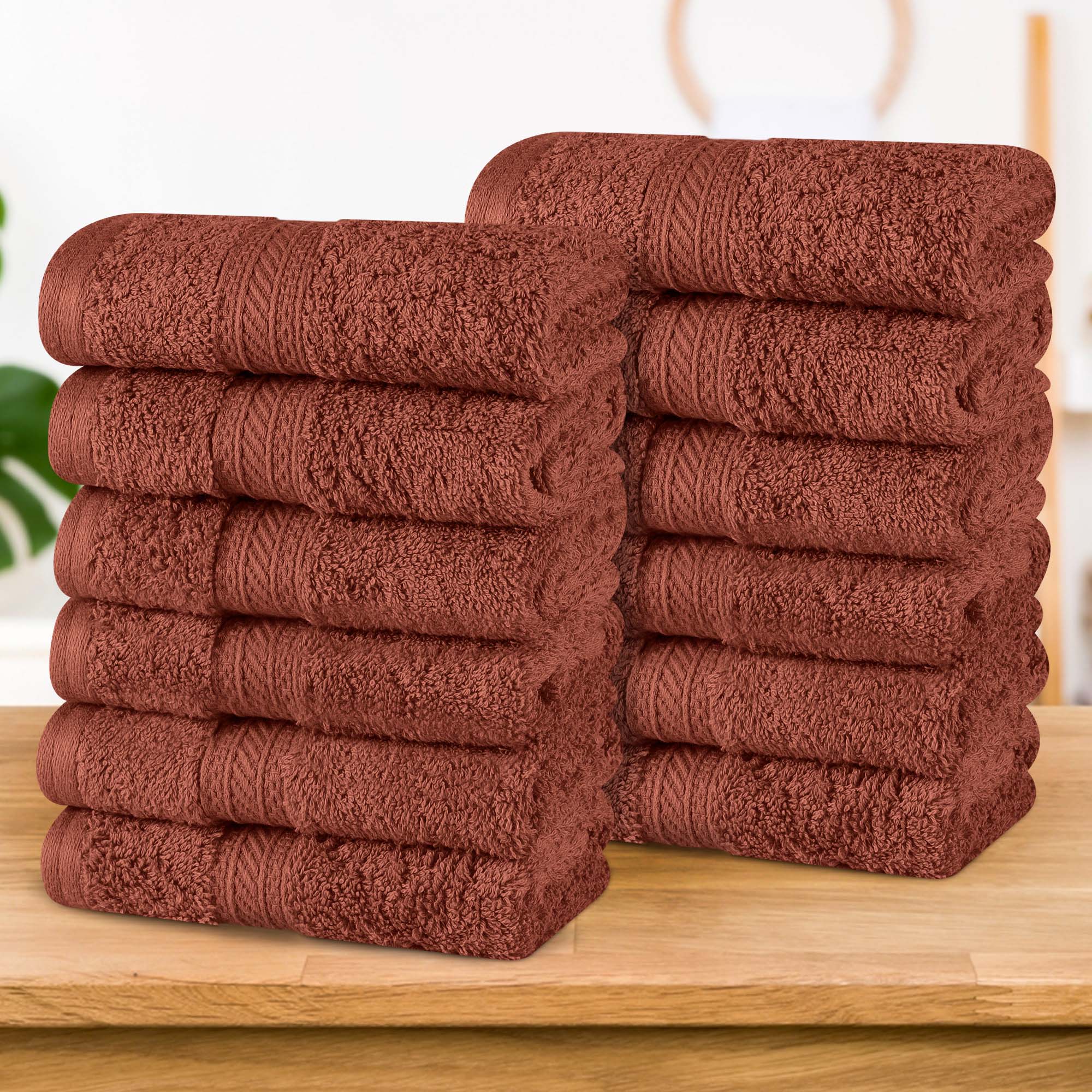 Atlas Cotton Plush Heavyweight Luxury Face Towel Washcloth Set of 12 - Omnigoodsstore