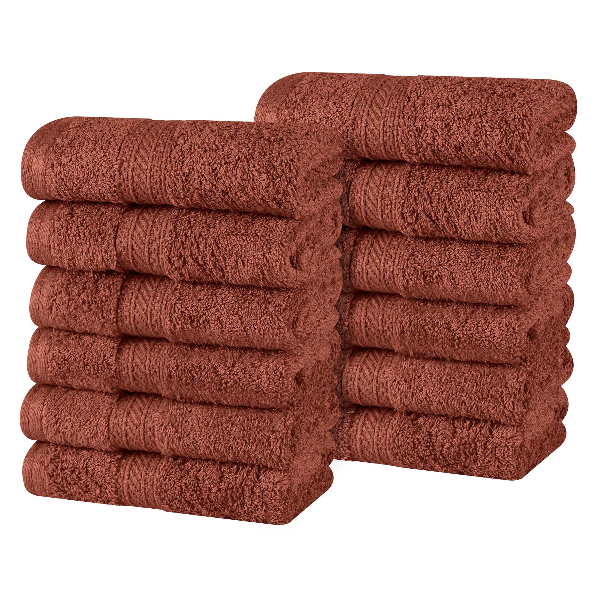 Atlas Cotton Plush Heavyweight Luxury Face Towel Washcloth Set of 12 - Omnigoodsstore